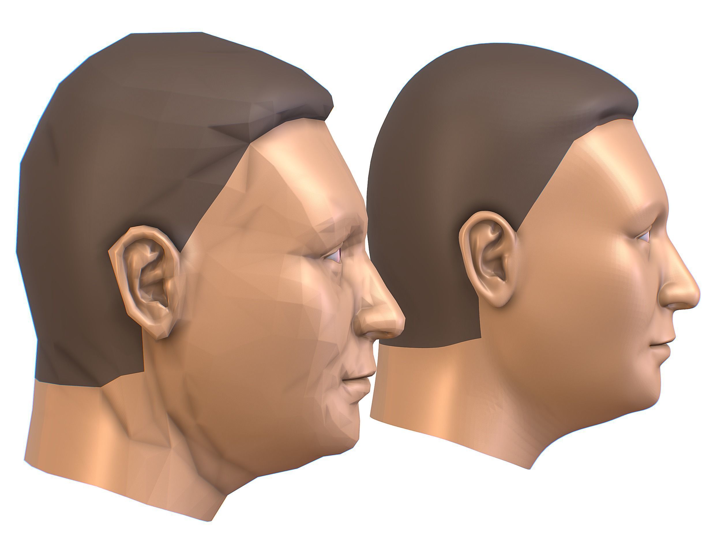 subdivision 3d model mans head Low-poly 3D model_9