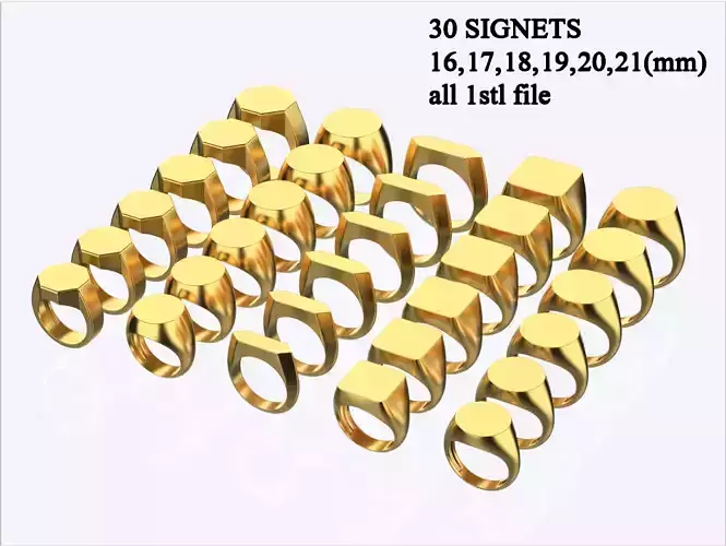 30 signets dimension collection 3D print model 30 signets dimension collection 3D print model