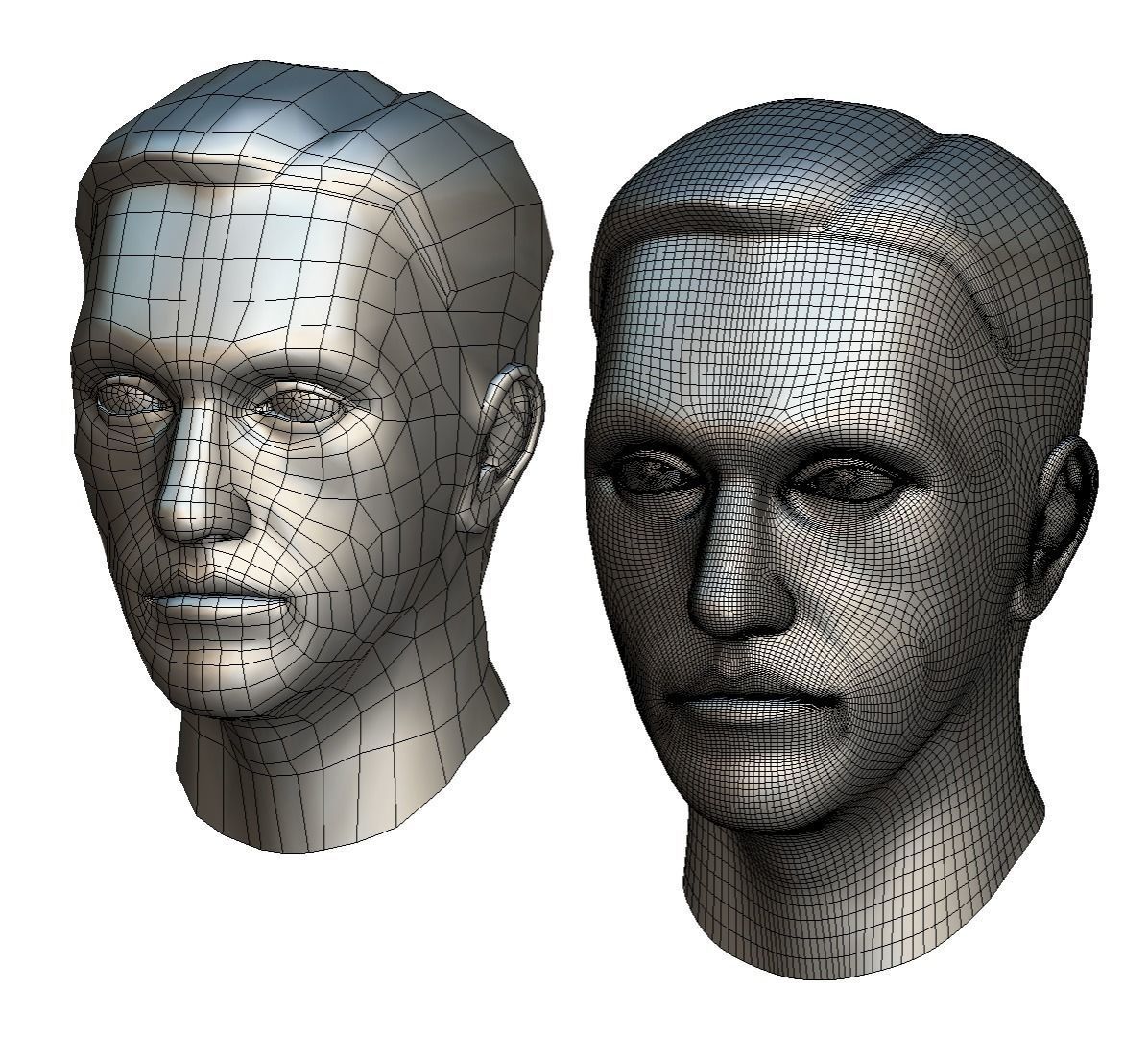 subdivision 3d model mans head Low-poly 3D model_21