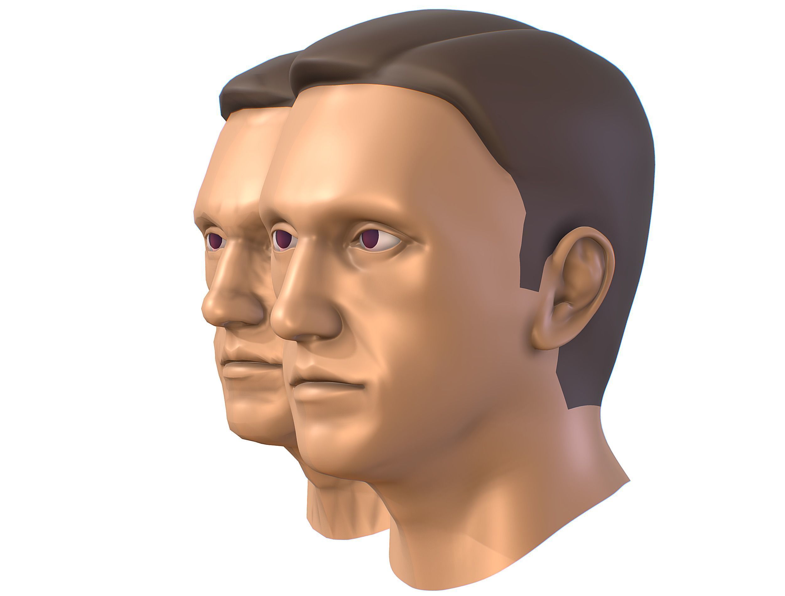 subdivision 3d model mans head Low-poly 3D model_2