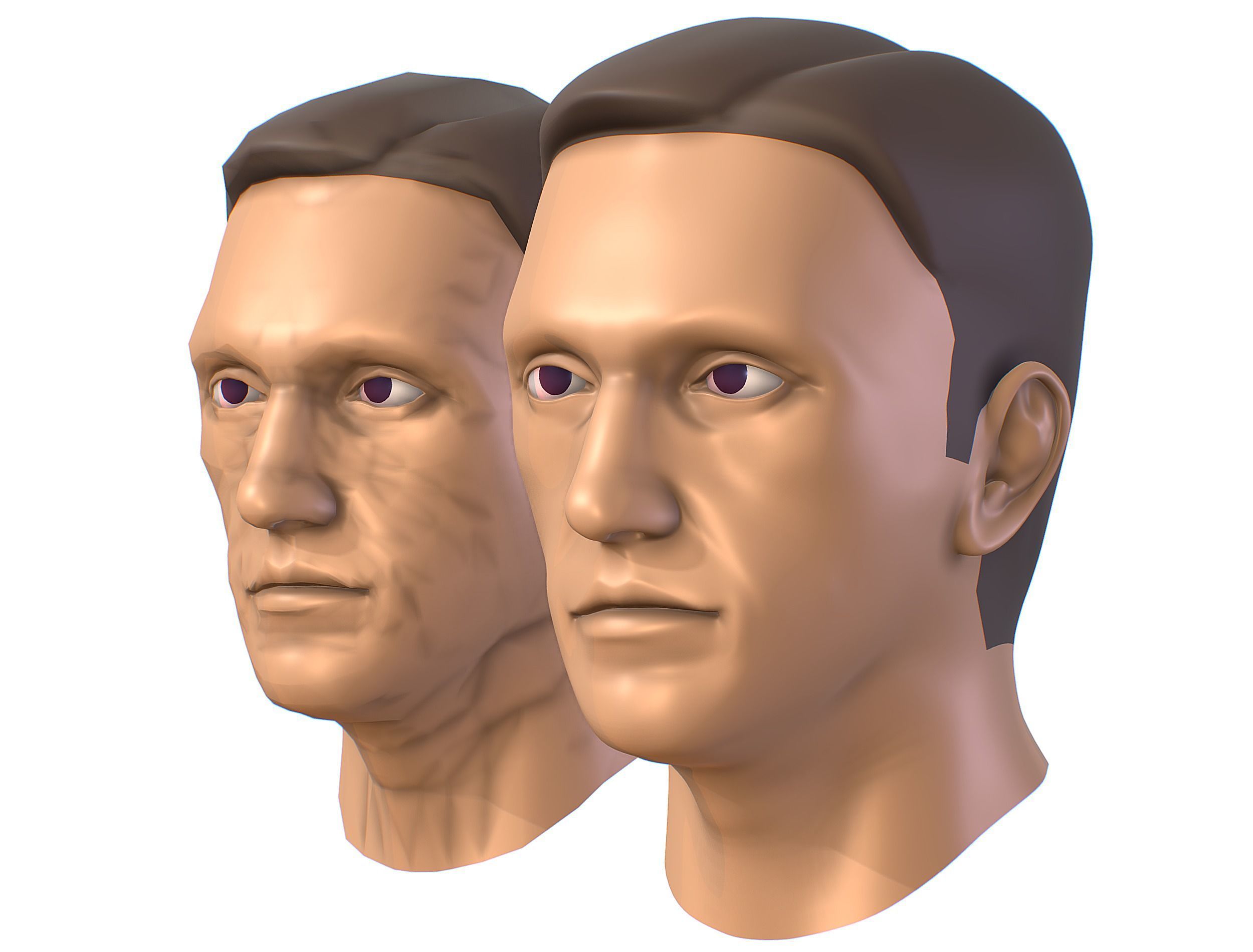 subdivision 3d model mans head Low-poly 3D model_1