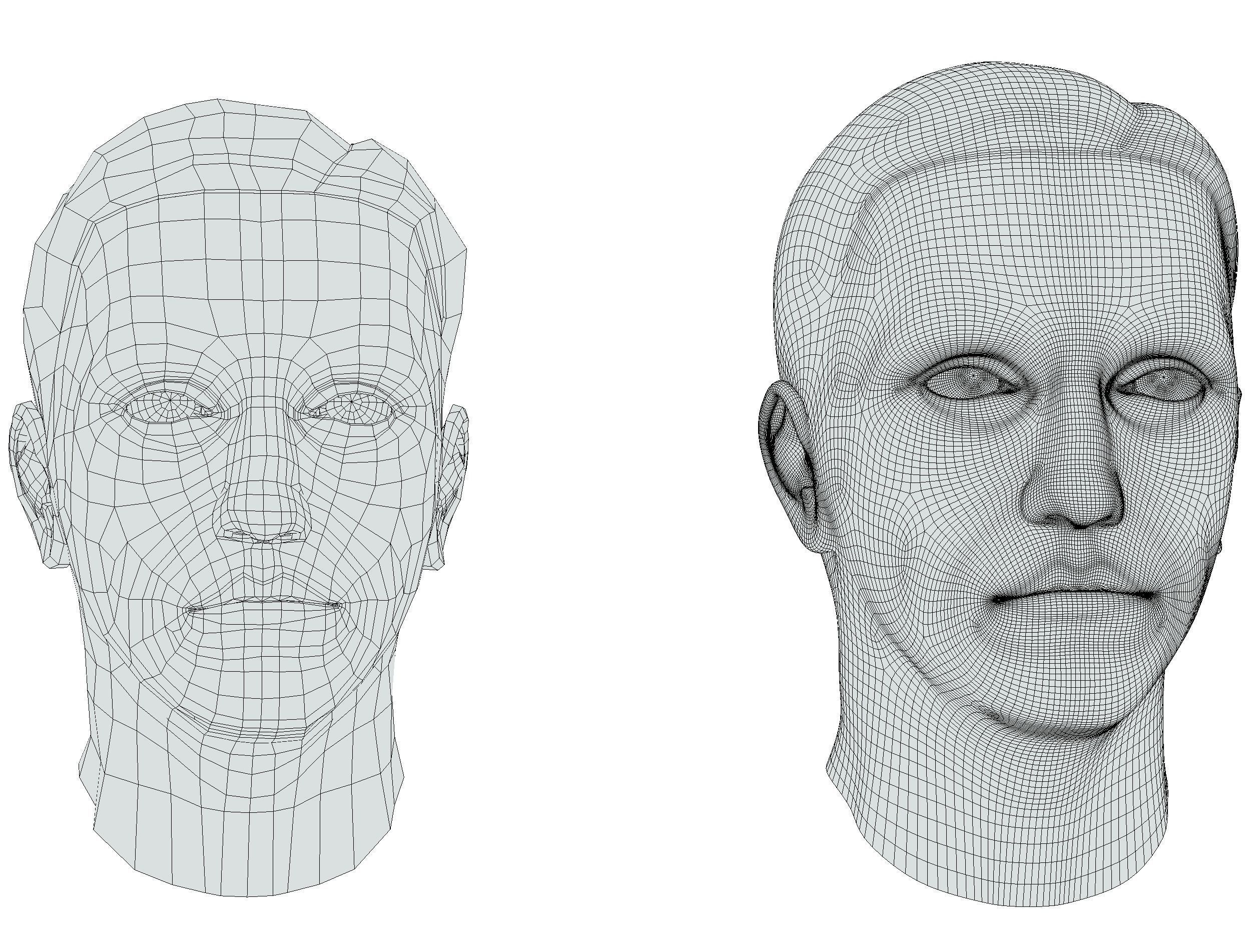 subdivision 3d model mans head Low-poly 3D model_20