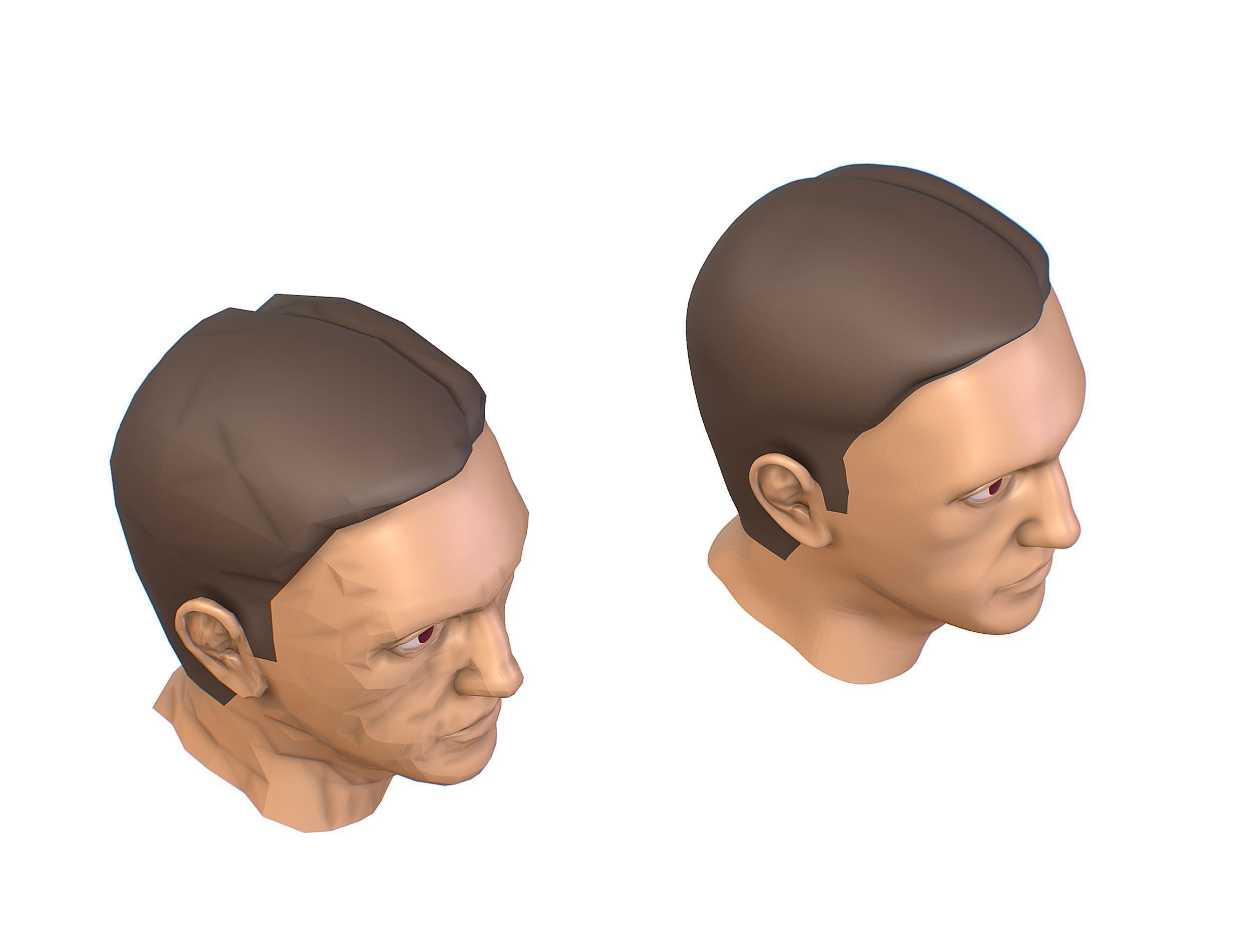 subdivision 3d model mans head Low-poly 3D model_15
