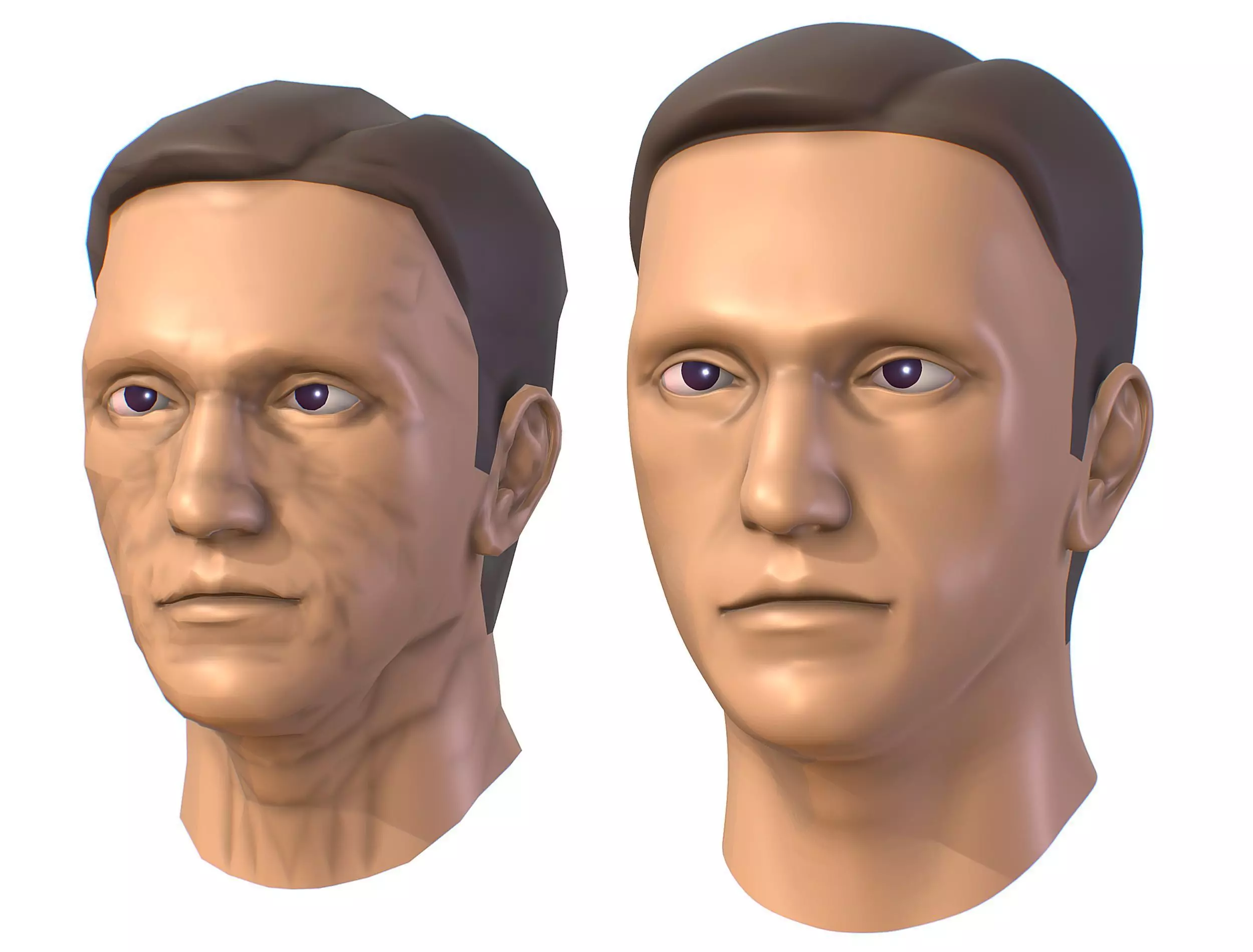 subdivision 3d model mans head Low-poly 3D model_0