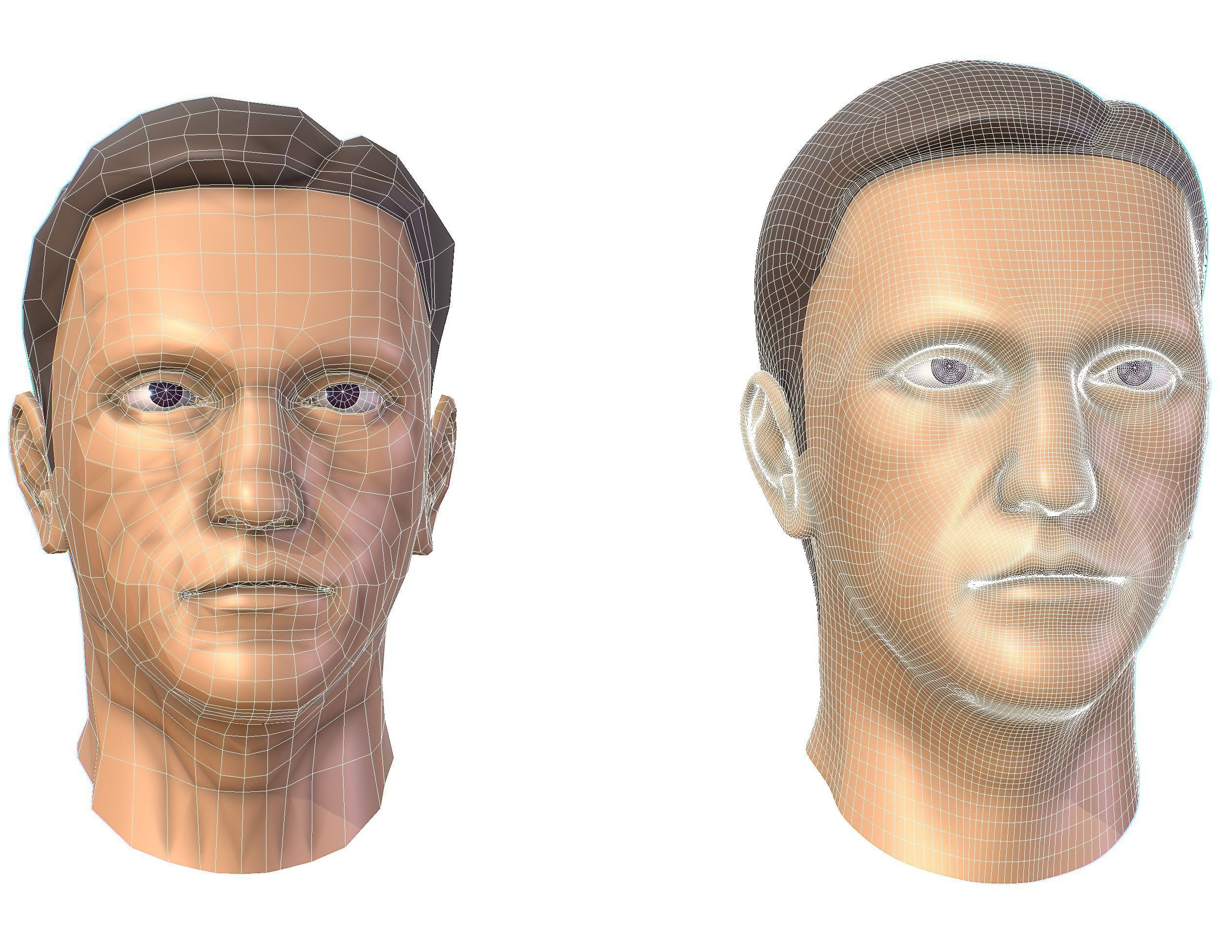 subdivision 3d model mans head Low-poly 3D model_17