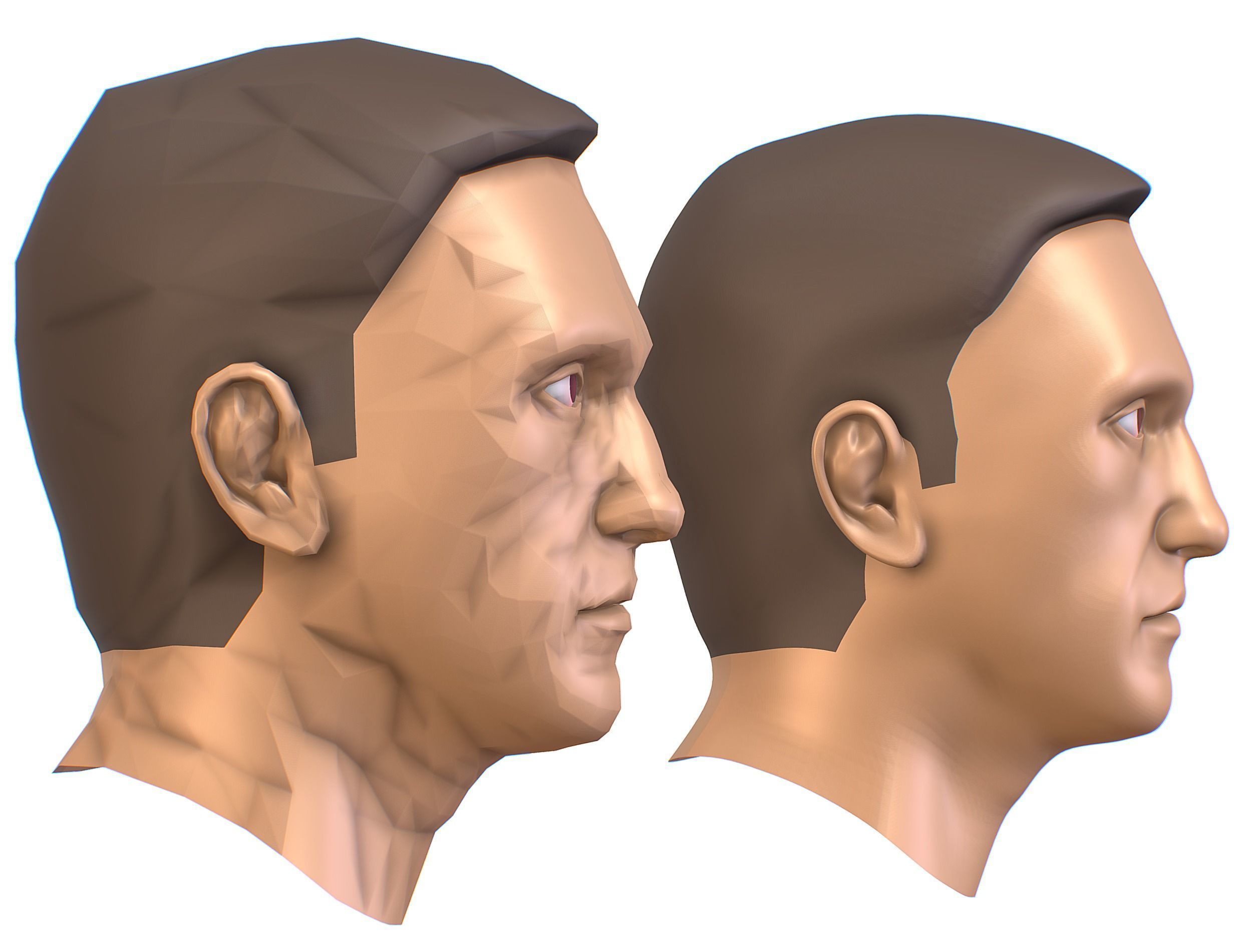 subdivision 3d model mans head Low-poly 3D model_10