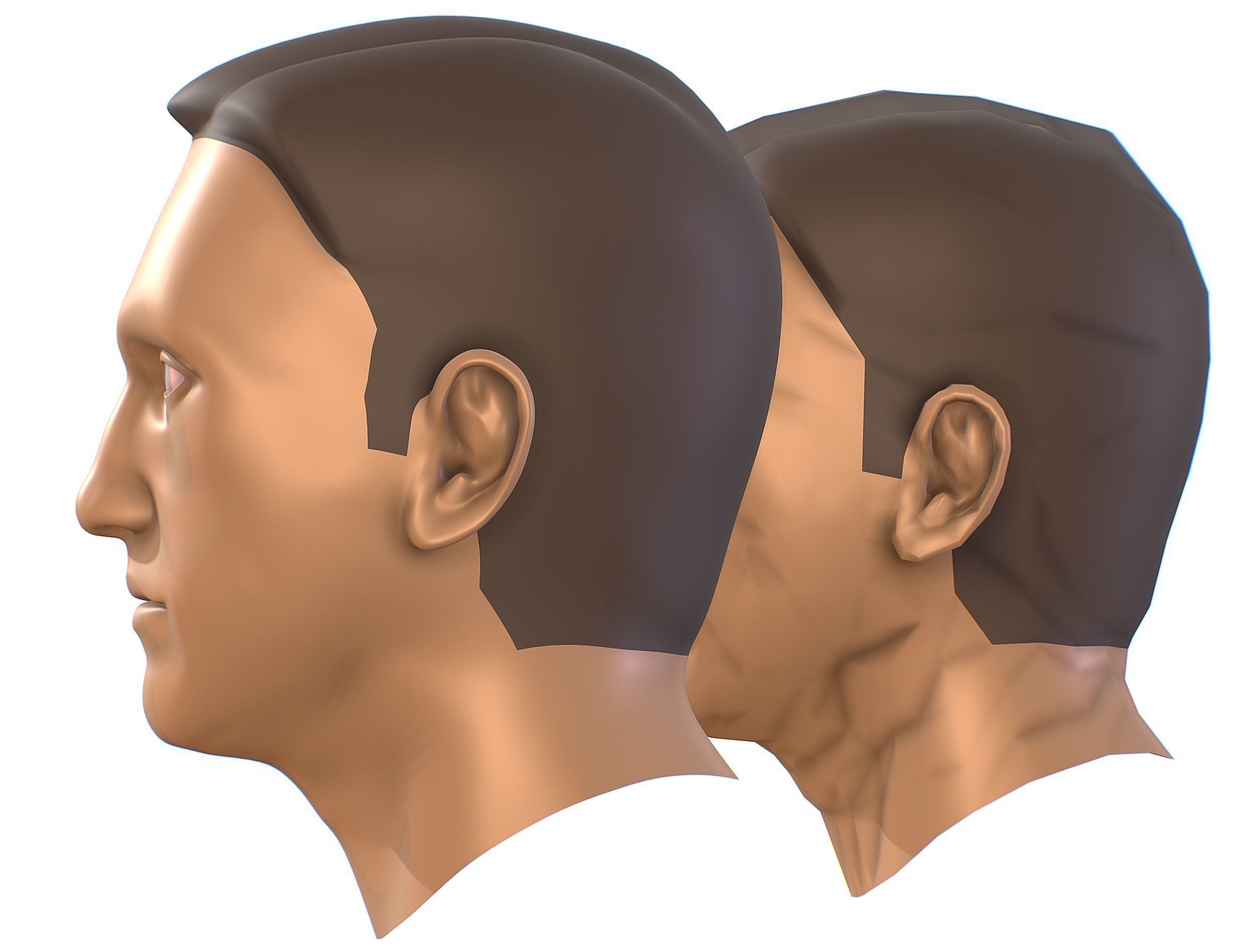 subdivision 3d model mans head Low-poly 3D model_4