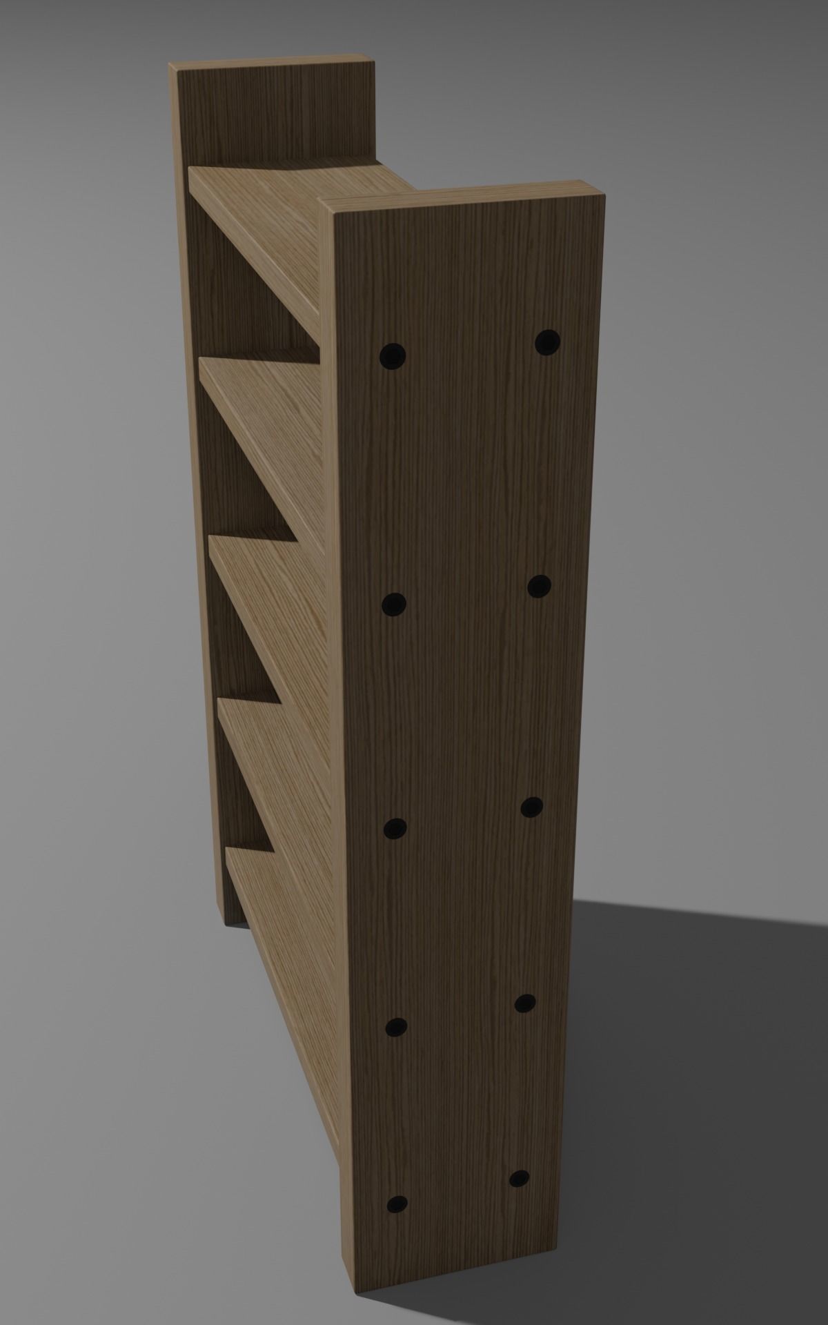Wooden 5 shelf shelving Free low-poly 3D model_2