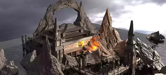 Dark Lord Feudal Mountains  Kit bash  3D model
