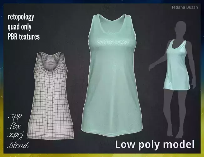 Low poly dress tank top for sims