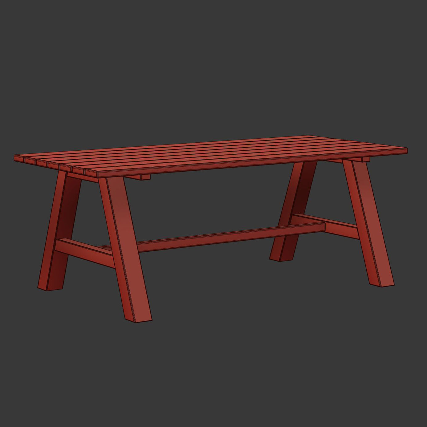 Nia Wooden Dining Table by Bpoint Design  Low-poly 3D model_6