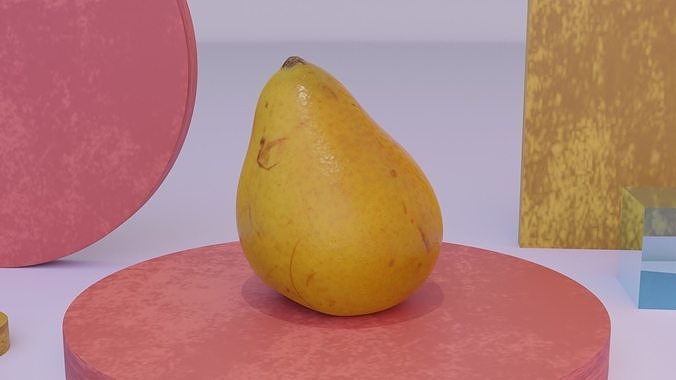 Pear 03 Low-poly 3D model 7