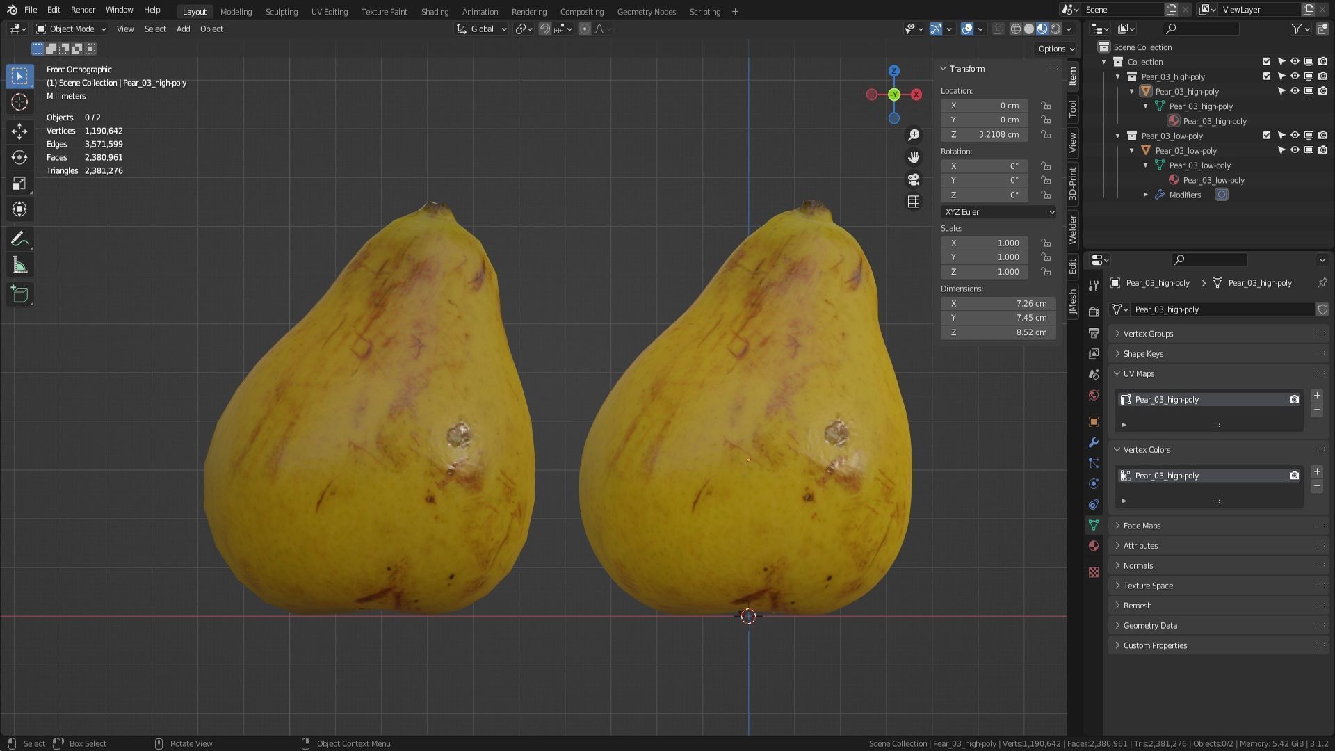 Pear 03 Low-poly 3D model_36