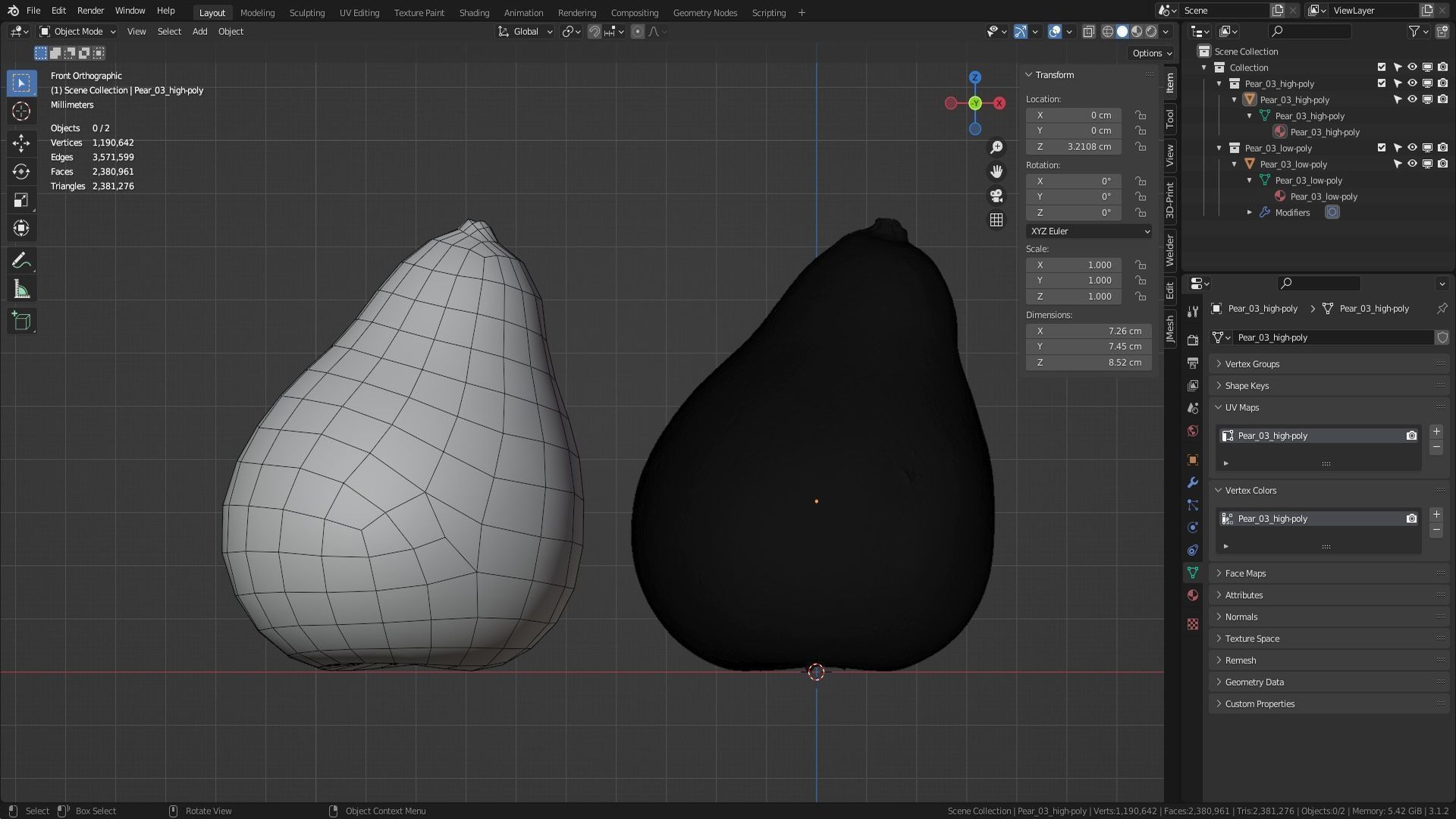 Pear 03 Low-poly 3D model_35