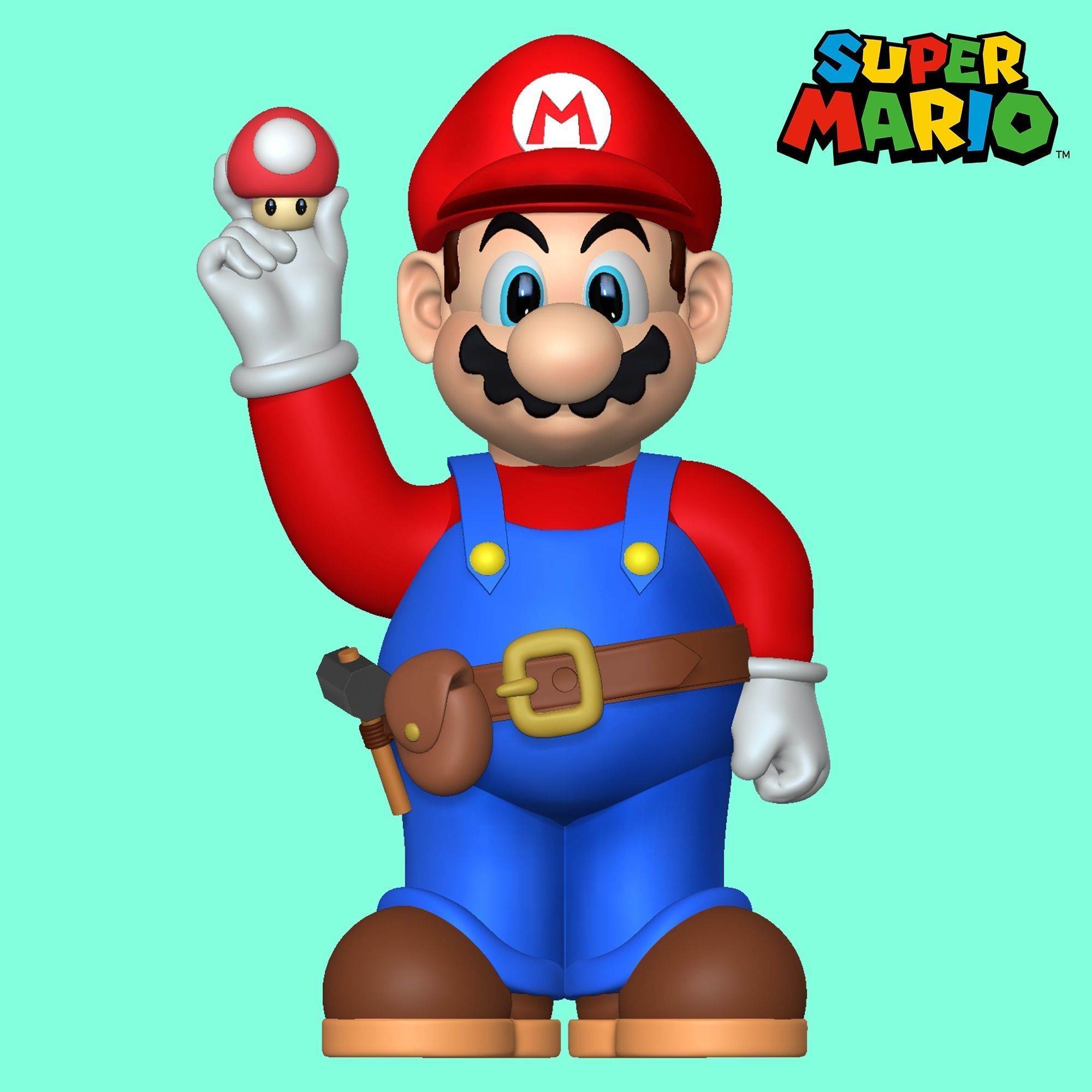 Mario figure of holding ball 3D print model_1