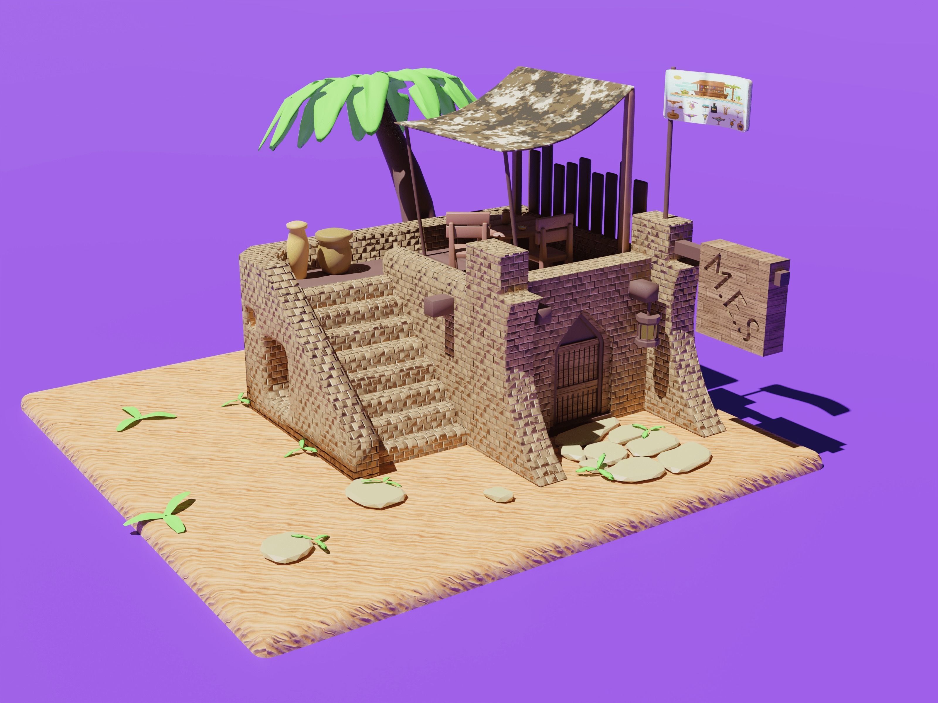 Oasis Concept Free low-poly 3D model_7