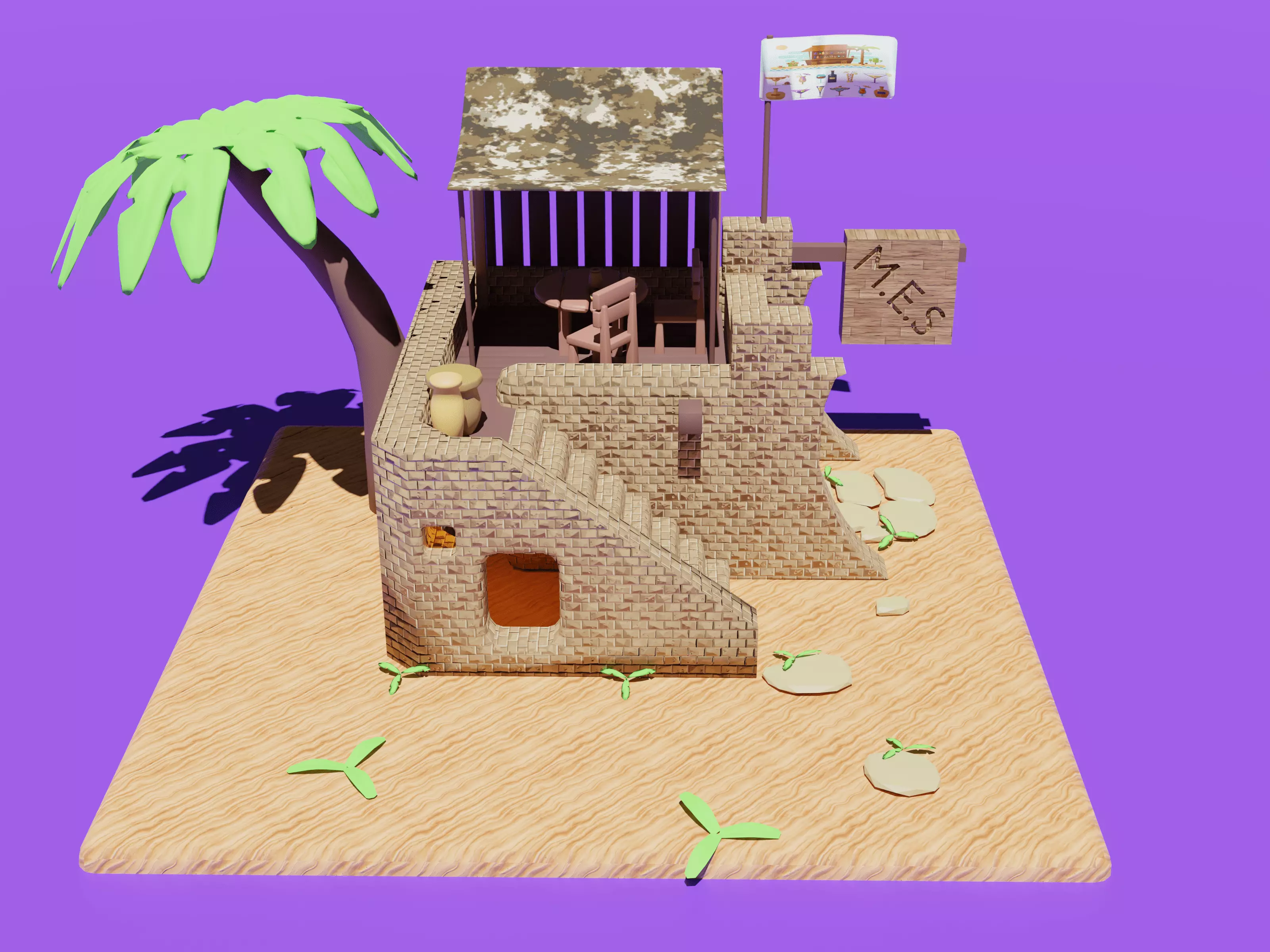 Oasis Concept Free low-poly 3D model_0