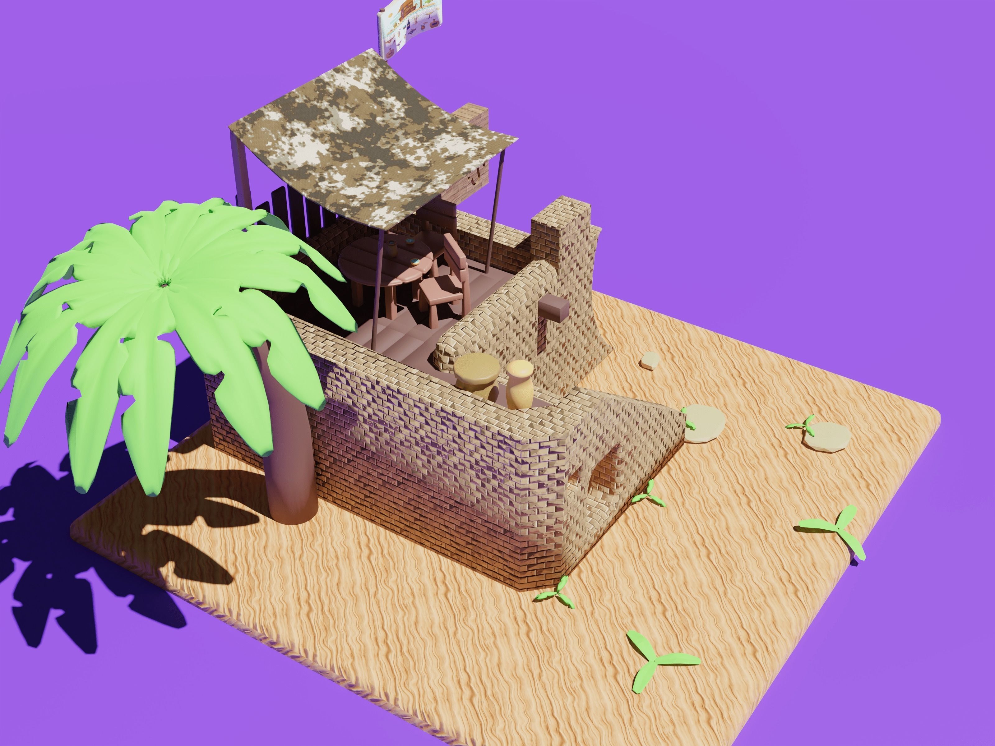 Oasis Concept Free low-poly 3D model_1