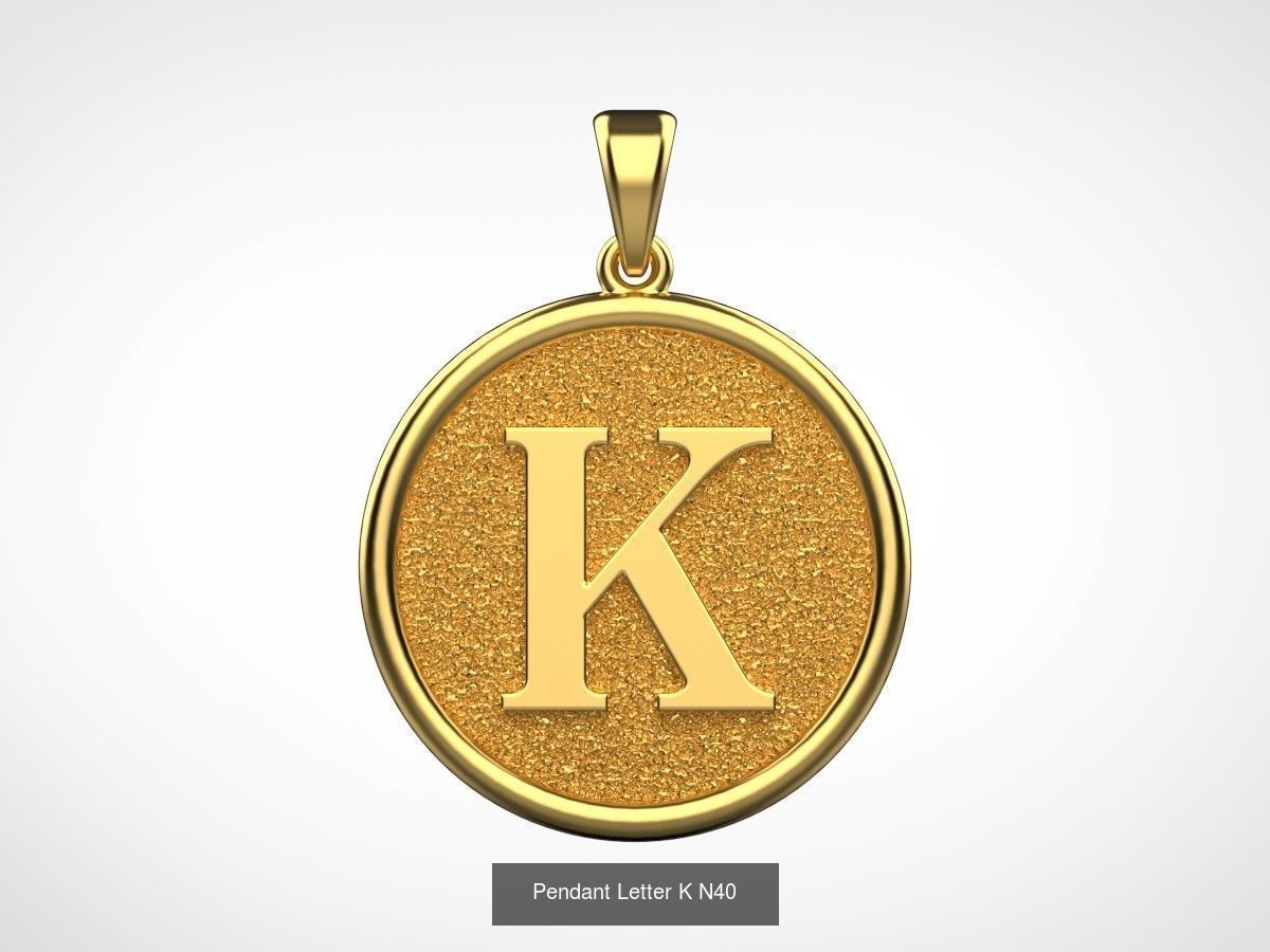 Pendant English Alphabet letters N66 3D Model Collection_11