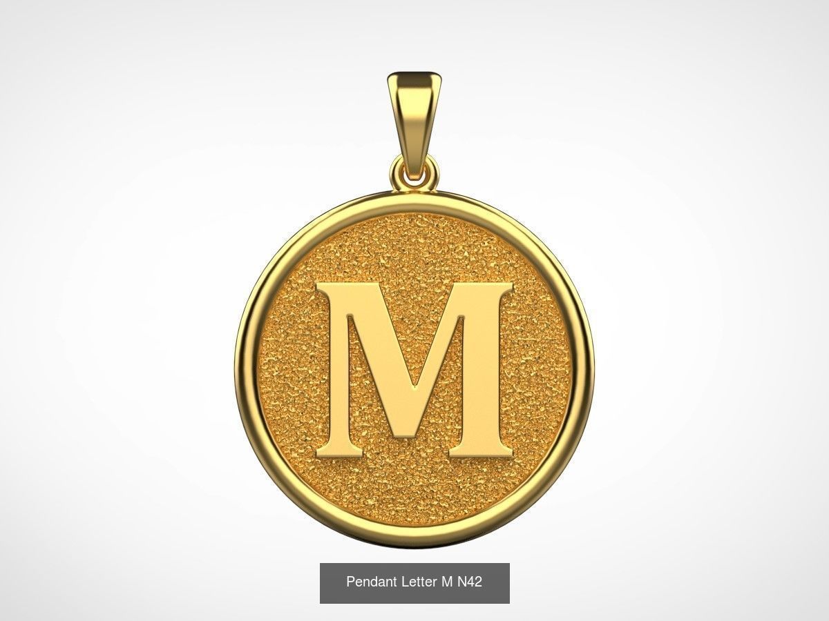 Pendant English Alphabet letters N66 3D Model Collection_13