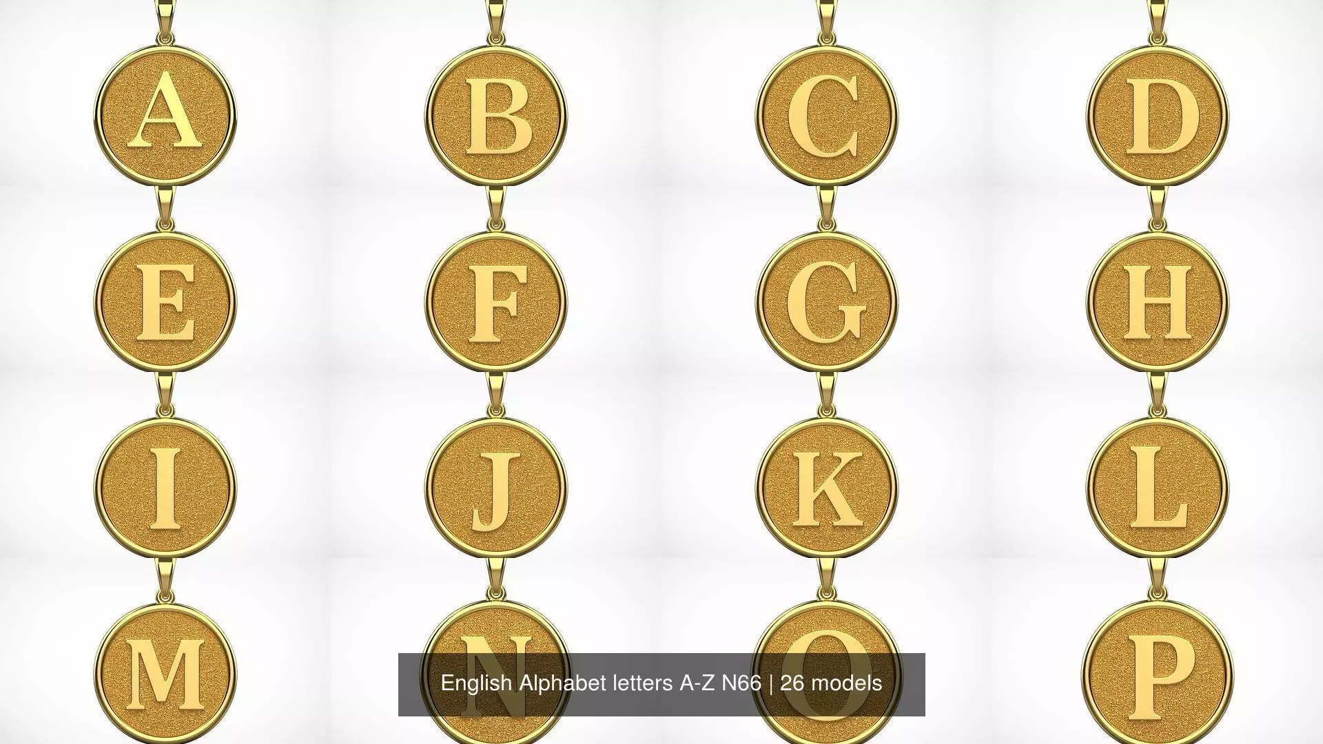 Pendant English Alphabet letters N66 3D Model Collection_0
