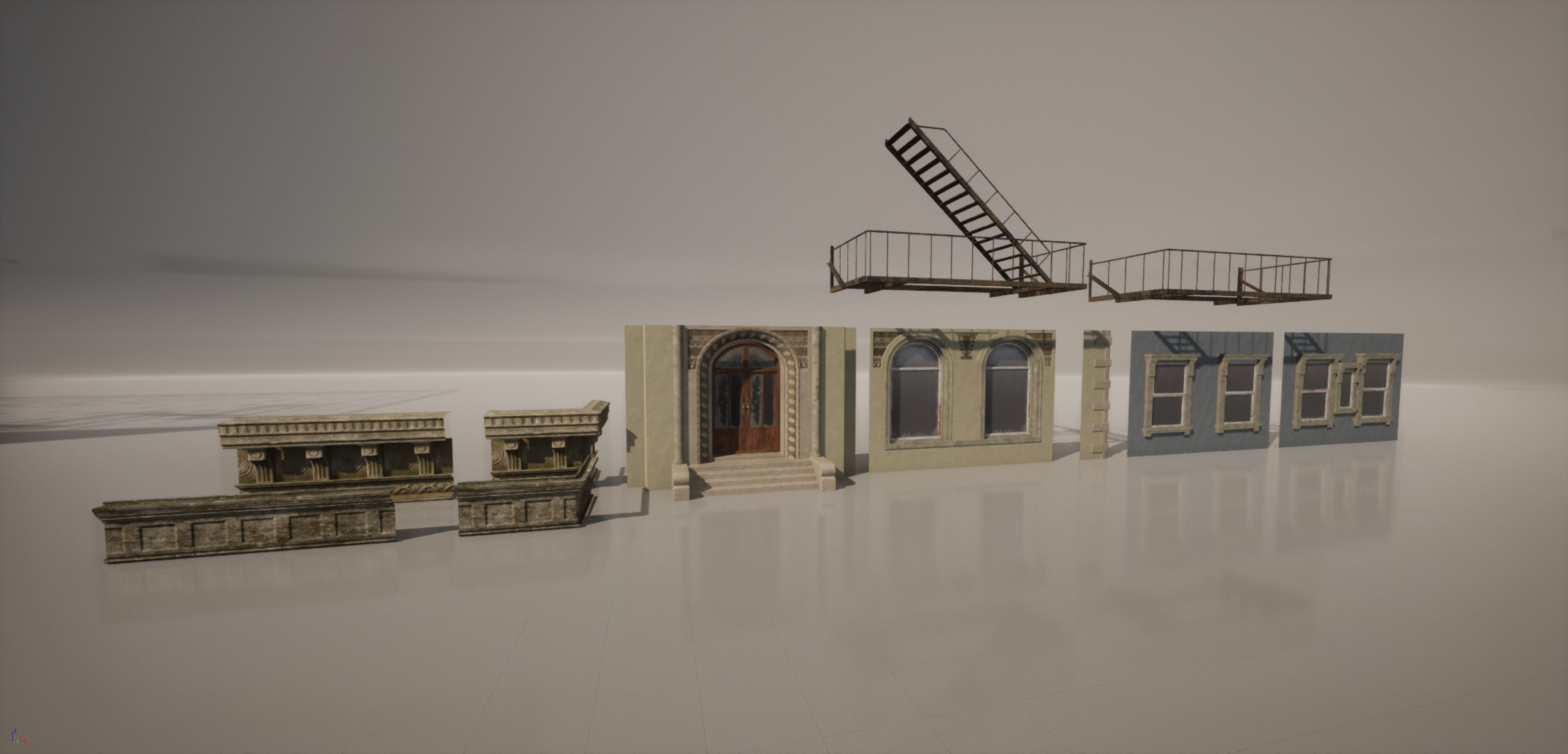 Building Modules and Blueprint Low-poly 3D model_5