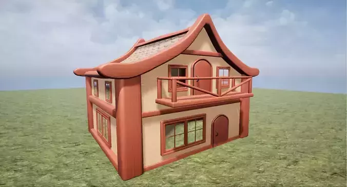 Medieval Fantasy Town Building 2 Game Ready Low-poly 3D model