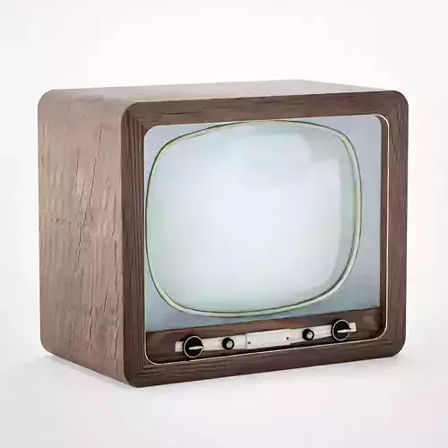 Vintage Television Set - Low Poly Retro Classic TV Game-ready