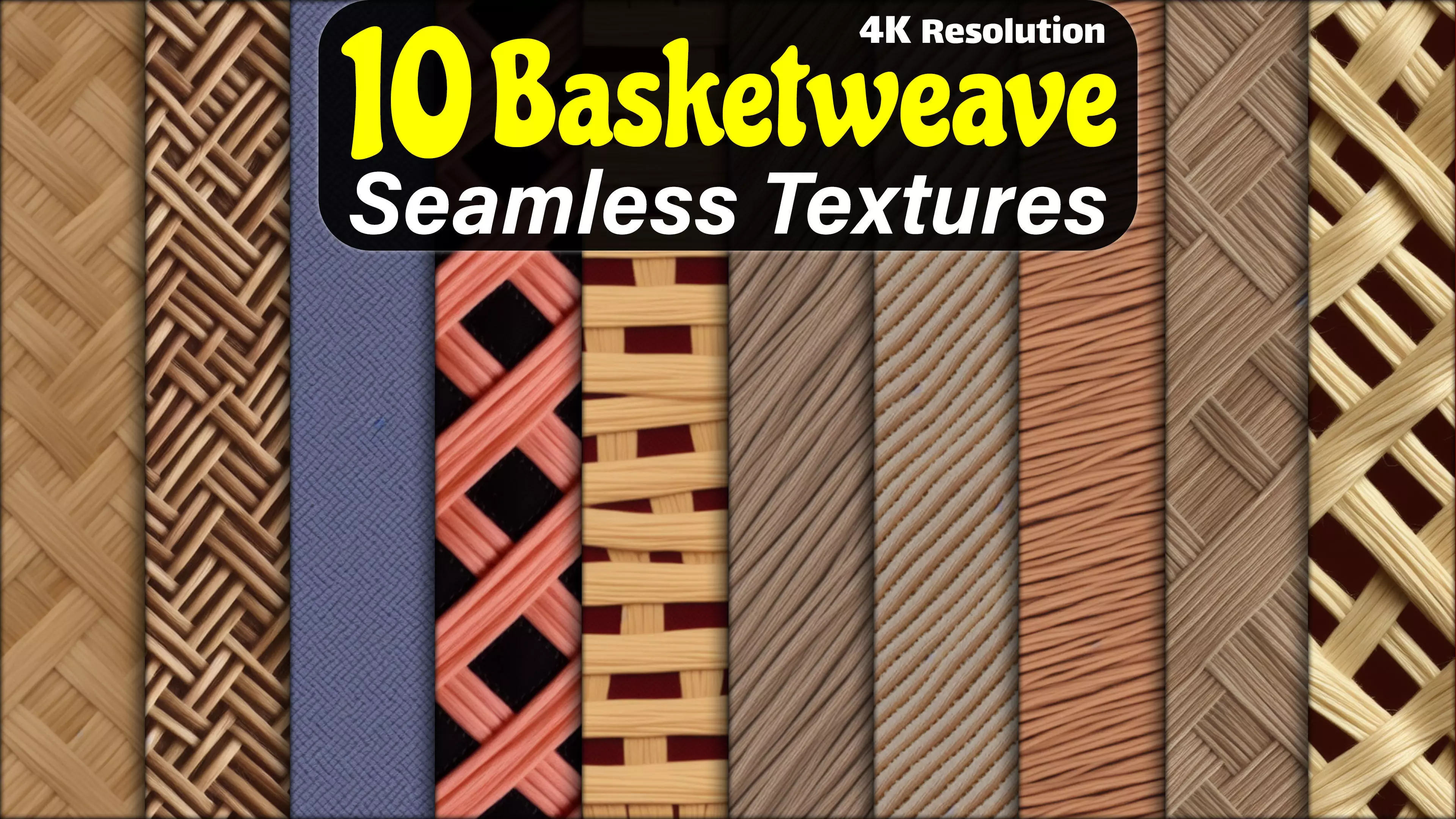 10 Basketweave Seamless PBR Texture - 4K resolution - Vol 2 Texture_0
