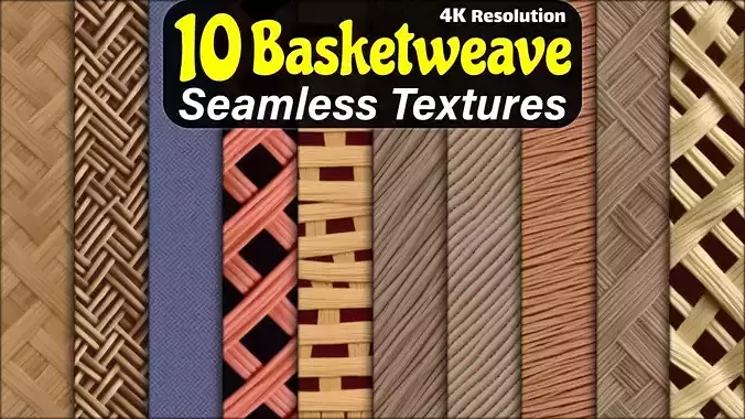 10 Basketweave Seamless PBR Texture - 4K resolution - Vol 2 Texture