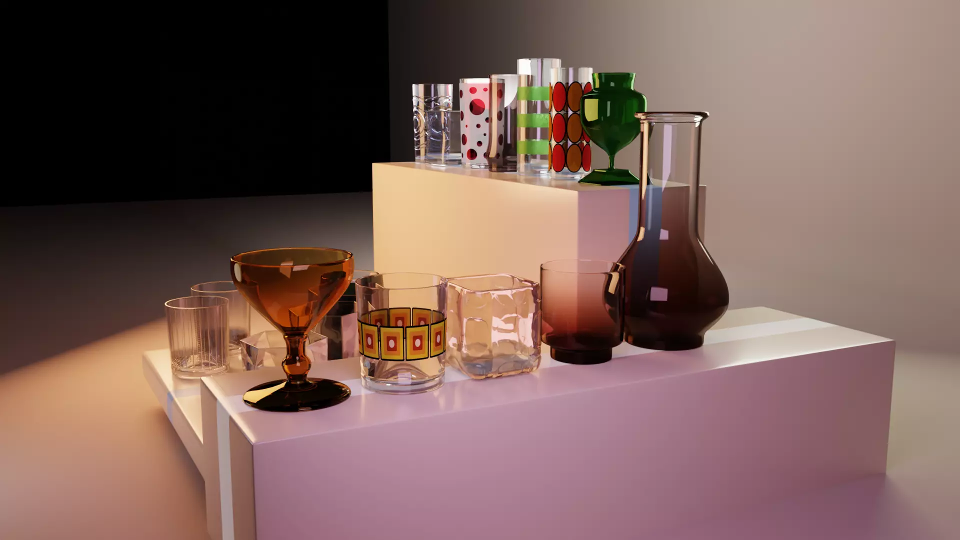 70s vintage glass collection 3D model