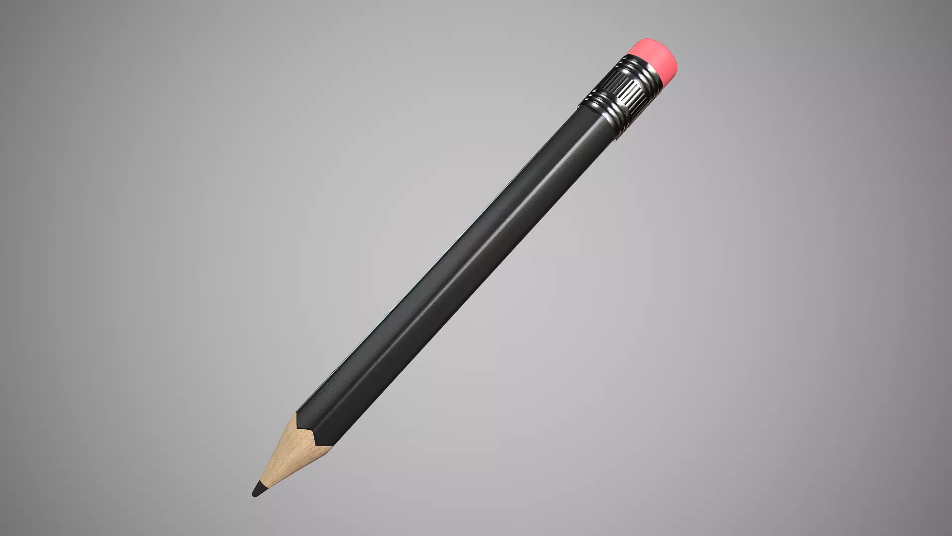 Pencil Black Low-poly 3D model_0