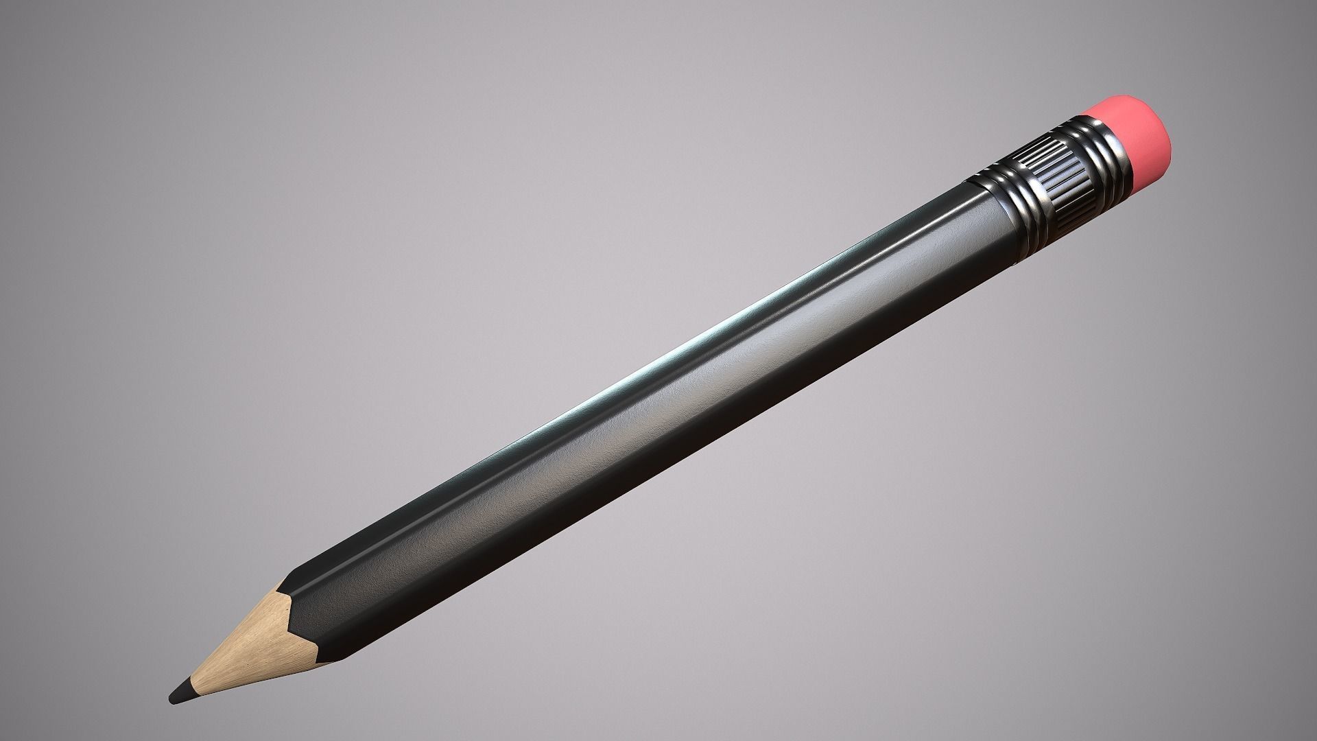Pencil Black Low-poly 3D model_1
