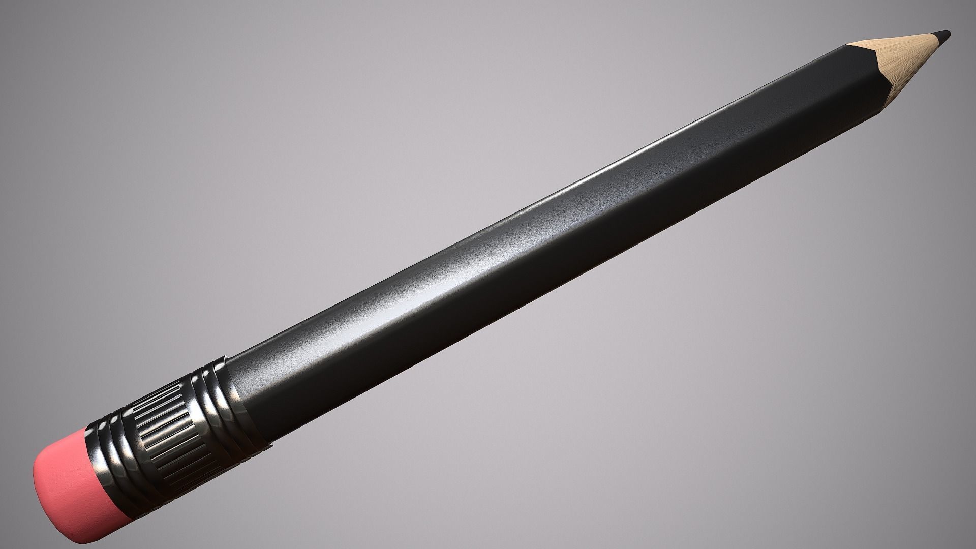Pencil Black Low-poly 3D model_6