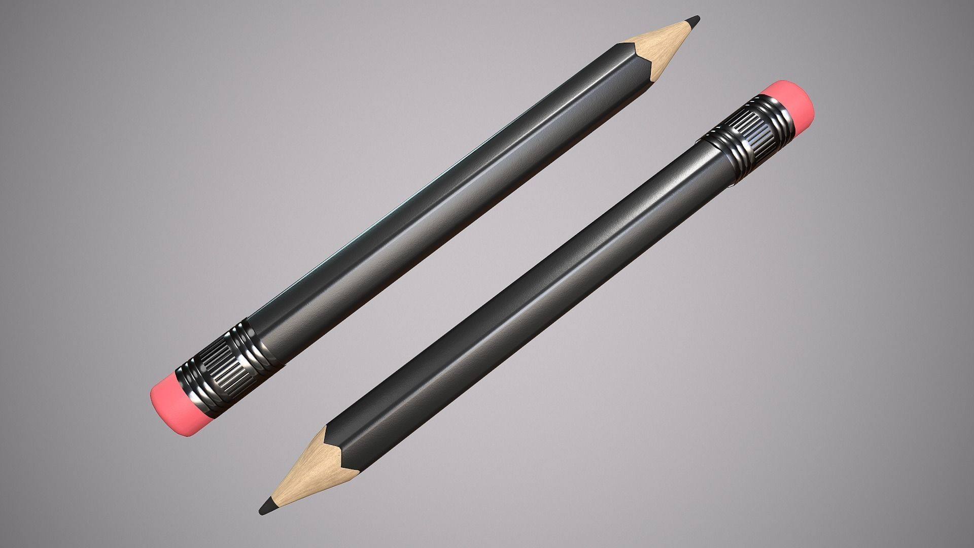Pencil Black Low-poly 3D model_2