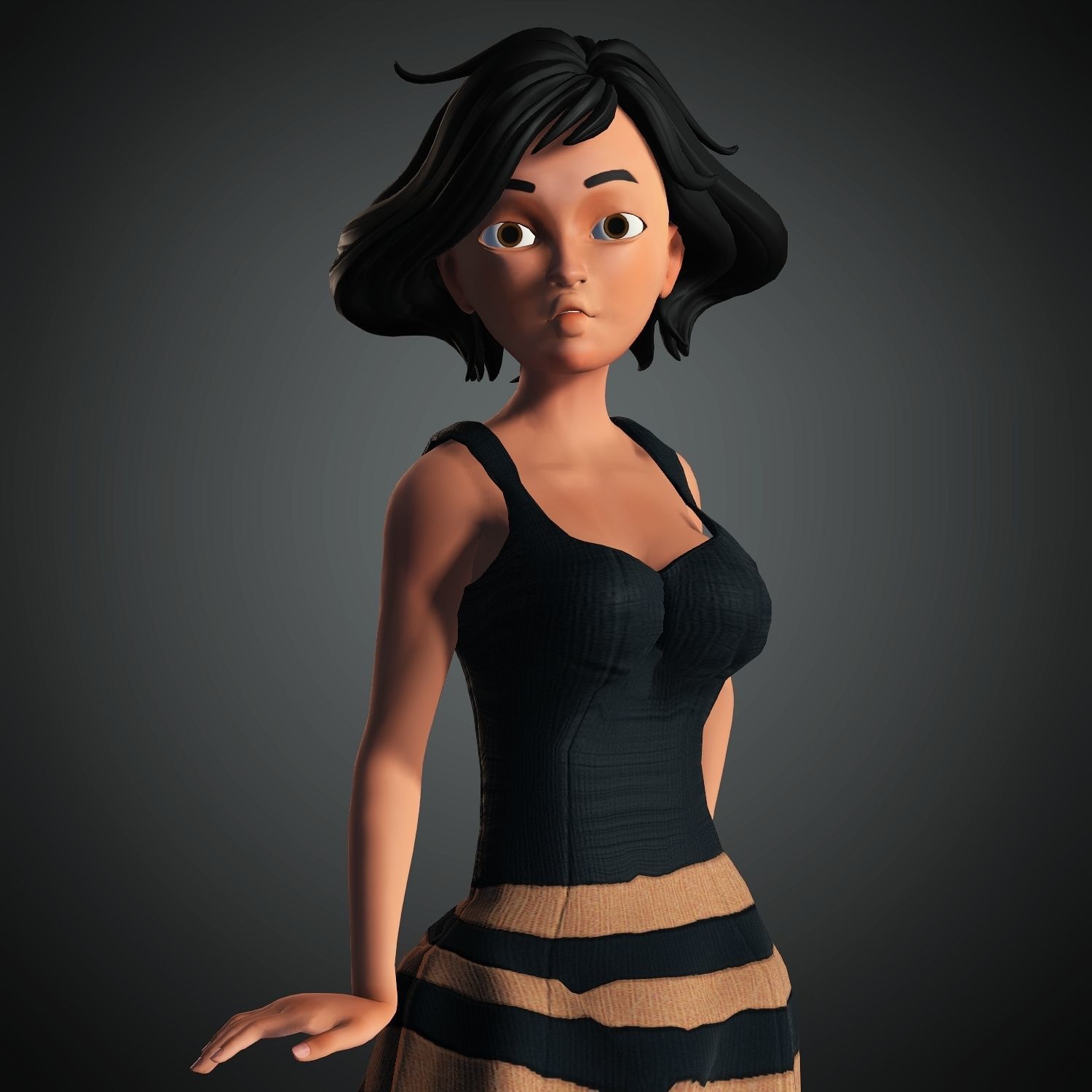 Cotoon Models Cartoon Character Girl Toon With Dress ready Iclone Blender Maya 3D ...