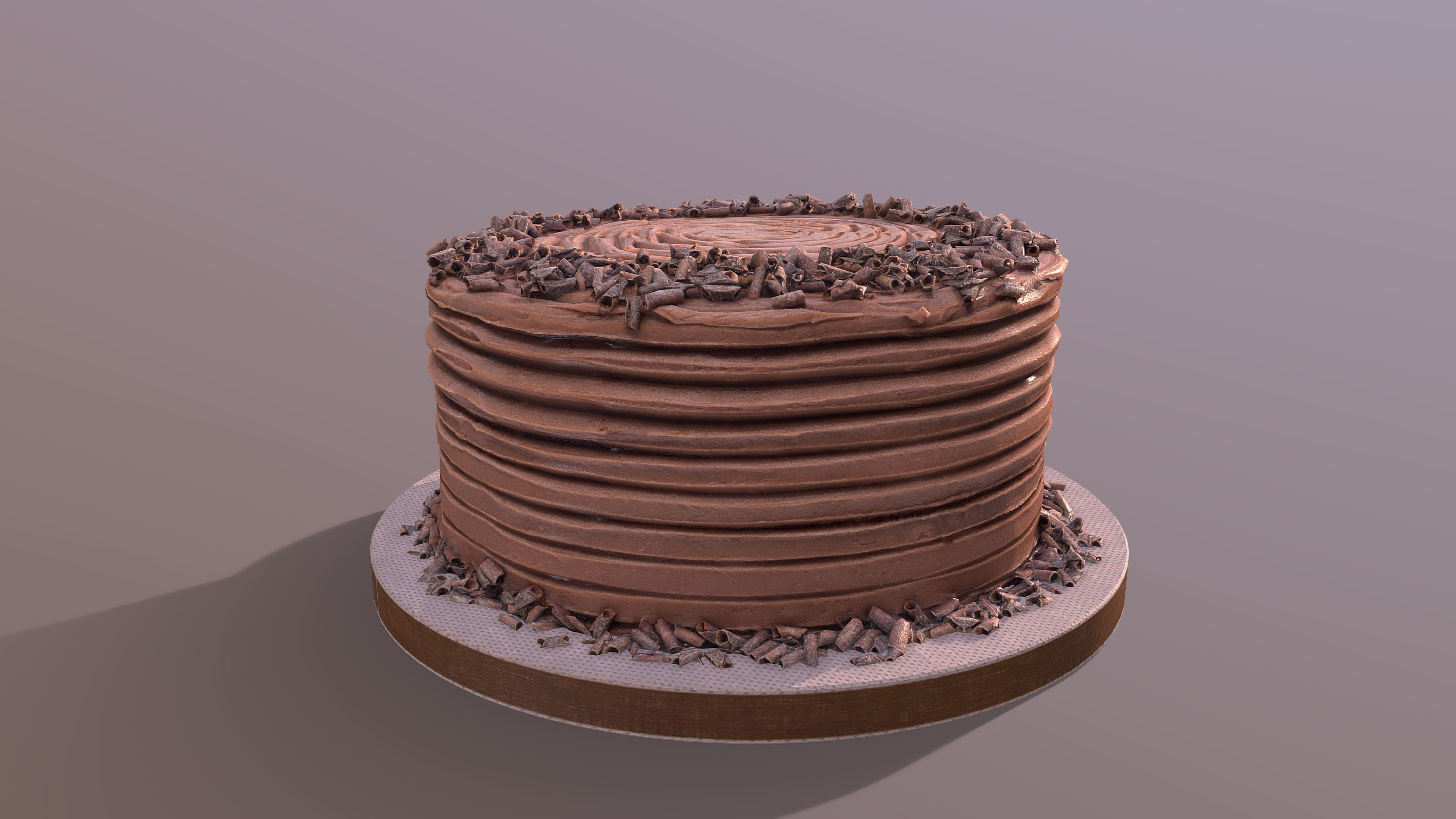 Chocolate Shaved Buttercream Cake Low-poly 3D model_4