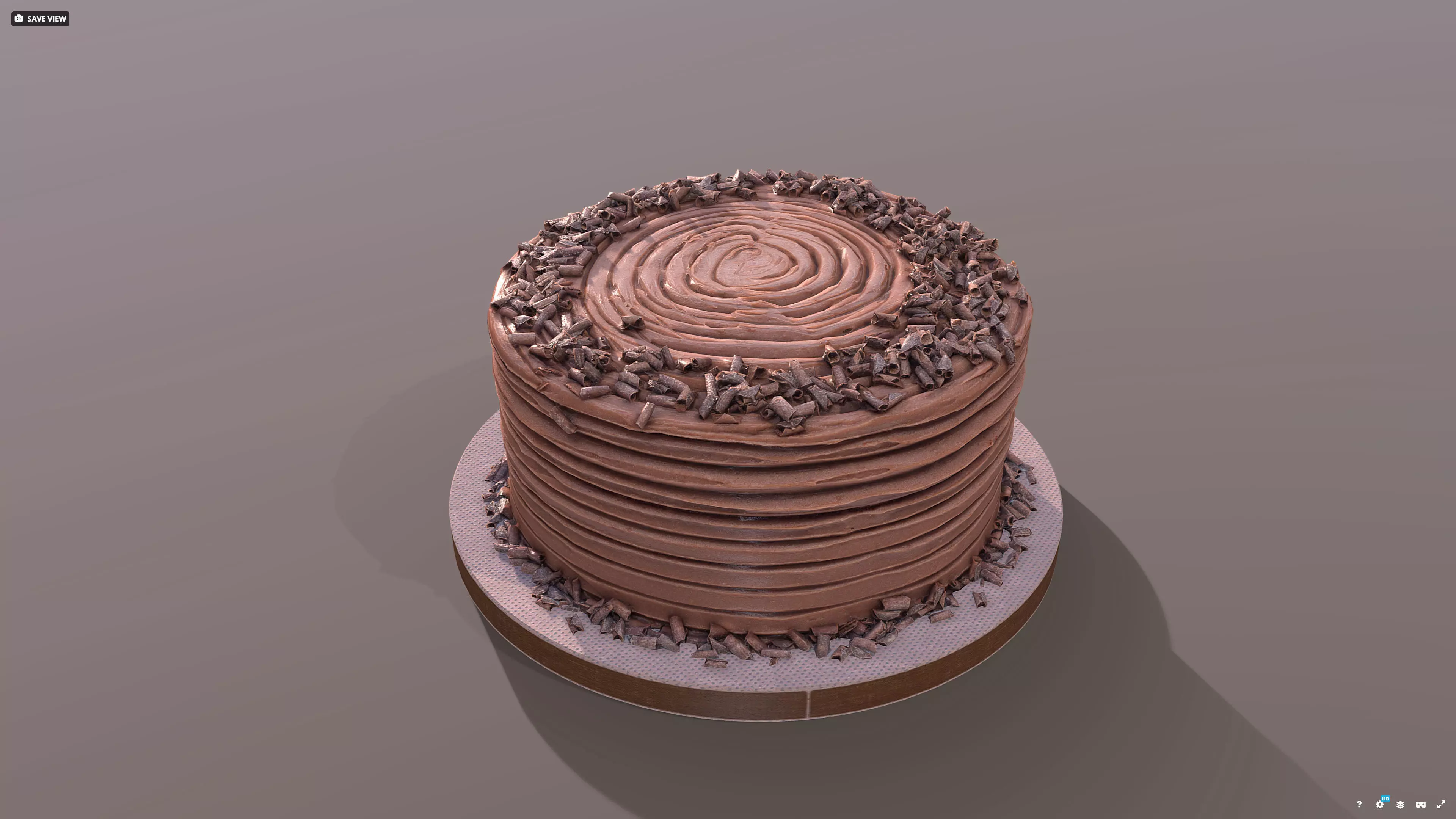 Chocolate Shaved Buttercream Cake Low-poly 3D model_0