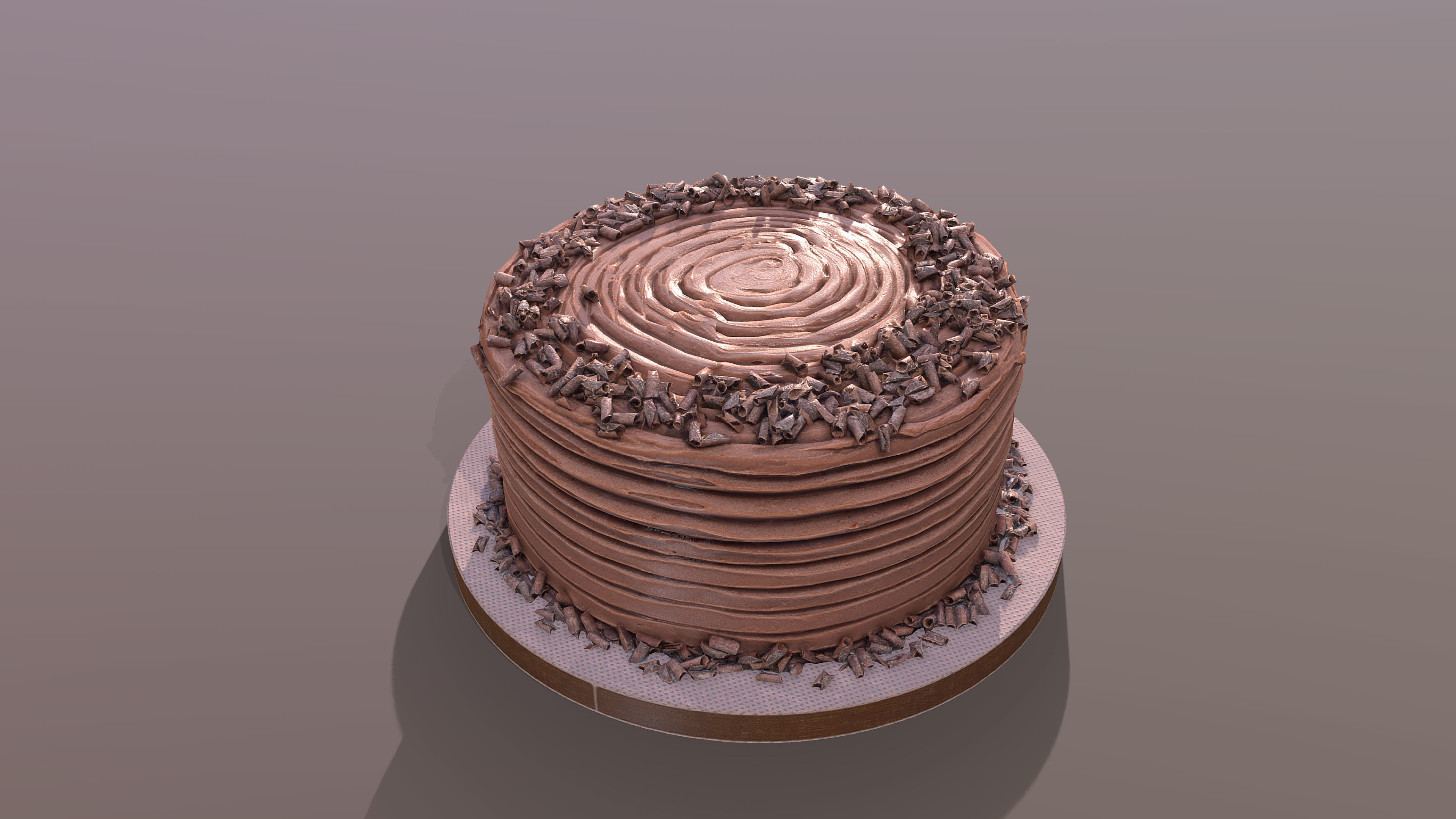 Chocolate Shaved Buttercream Cake Low-poly 3D model_2