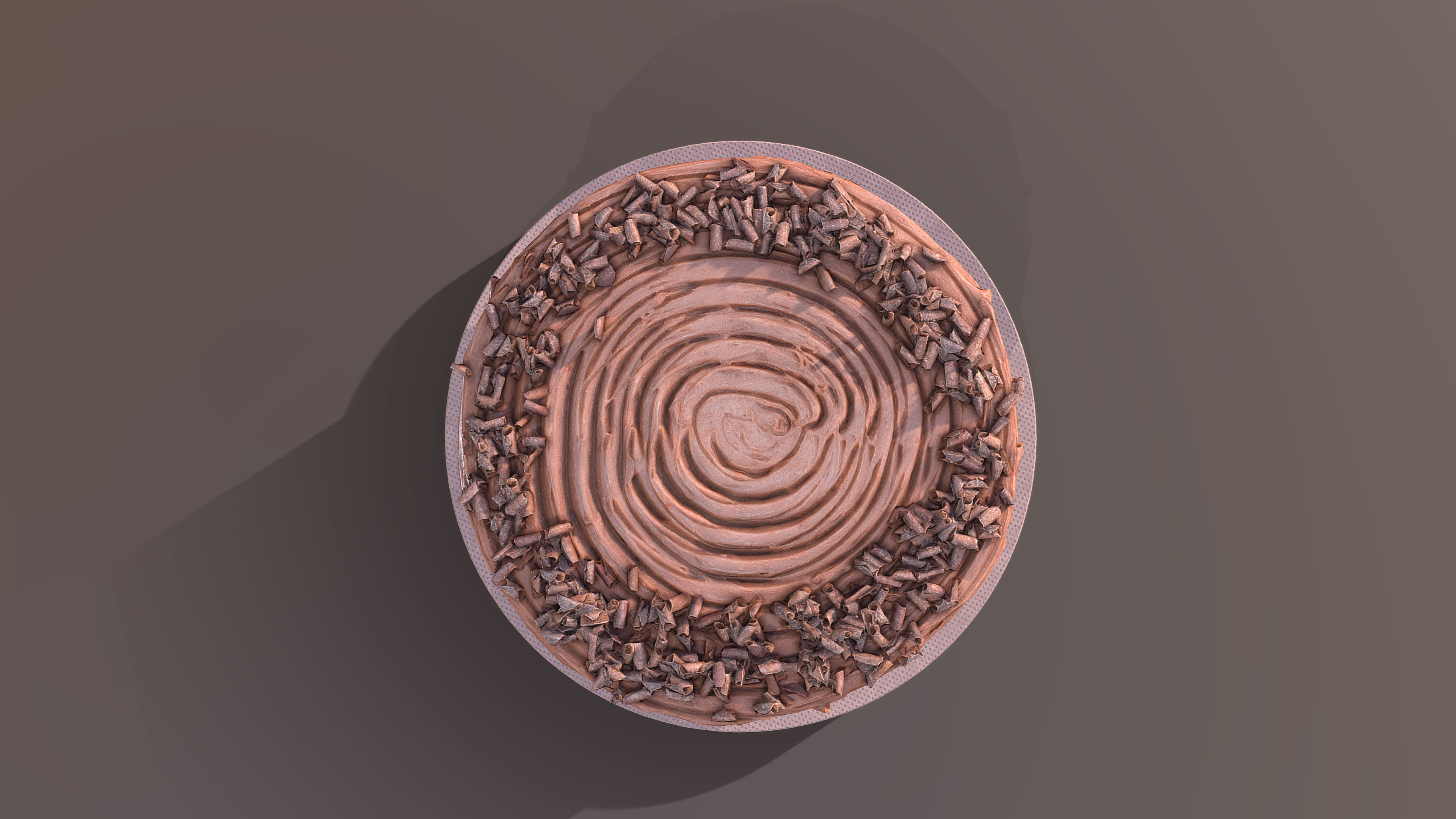 Chocolate Shaved Buttercream Cake Low-poly 3D model_5