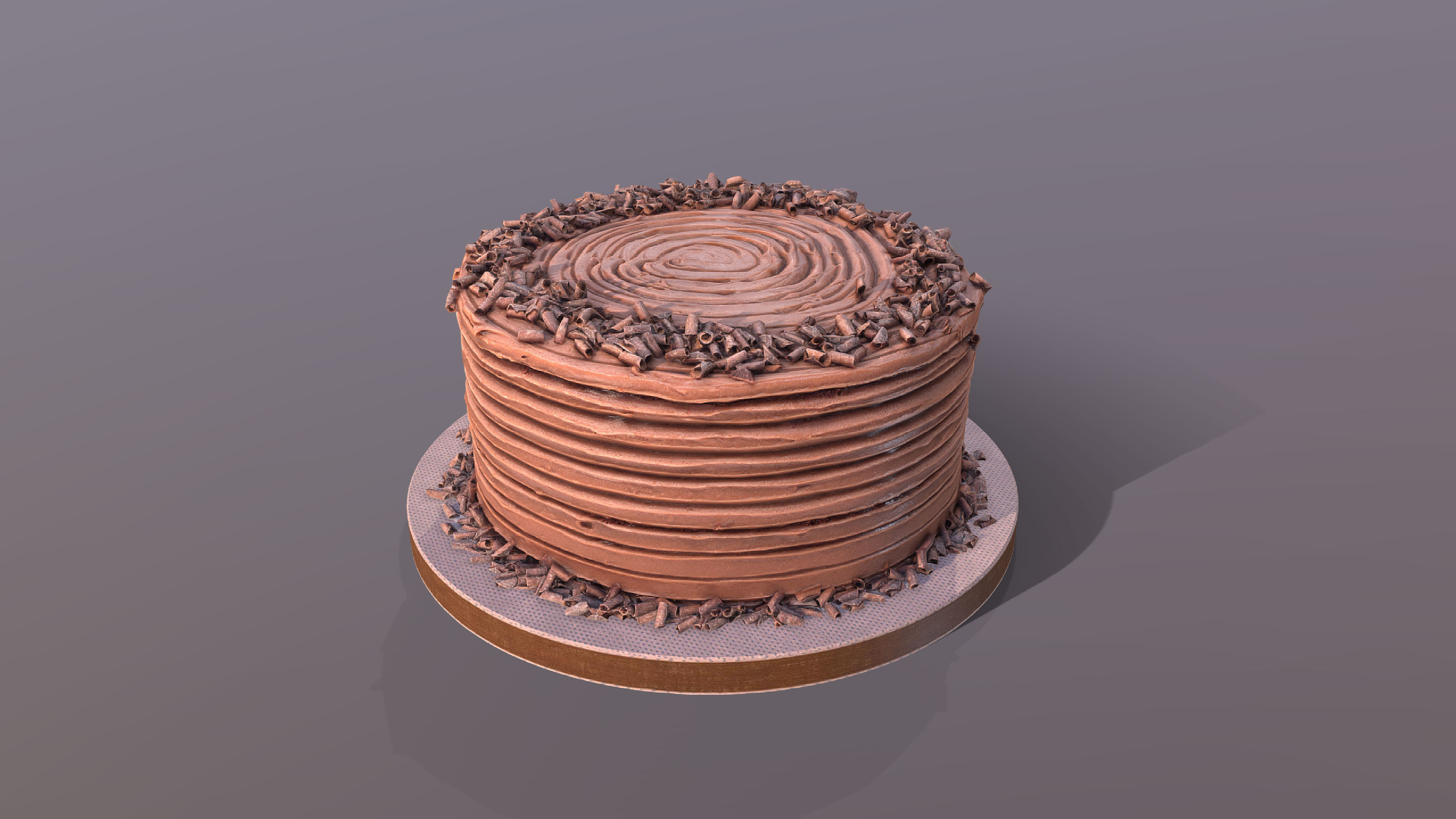 Chocolate Shaved Buttercream Cake Low-poly 3D model_3