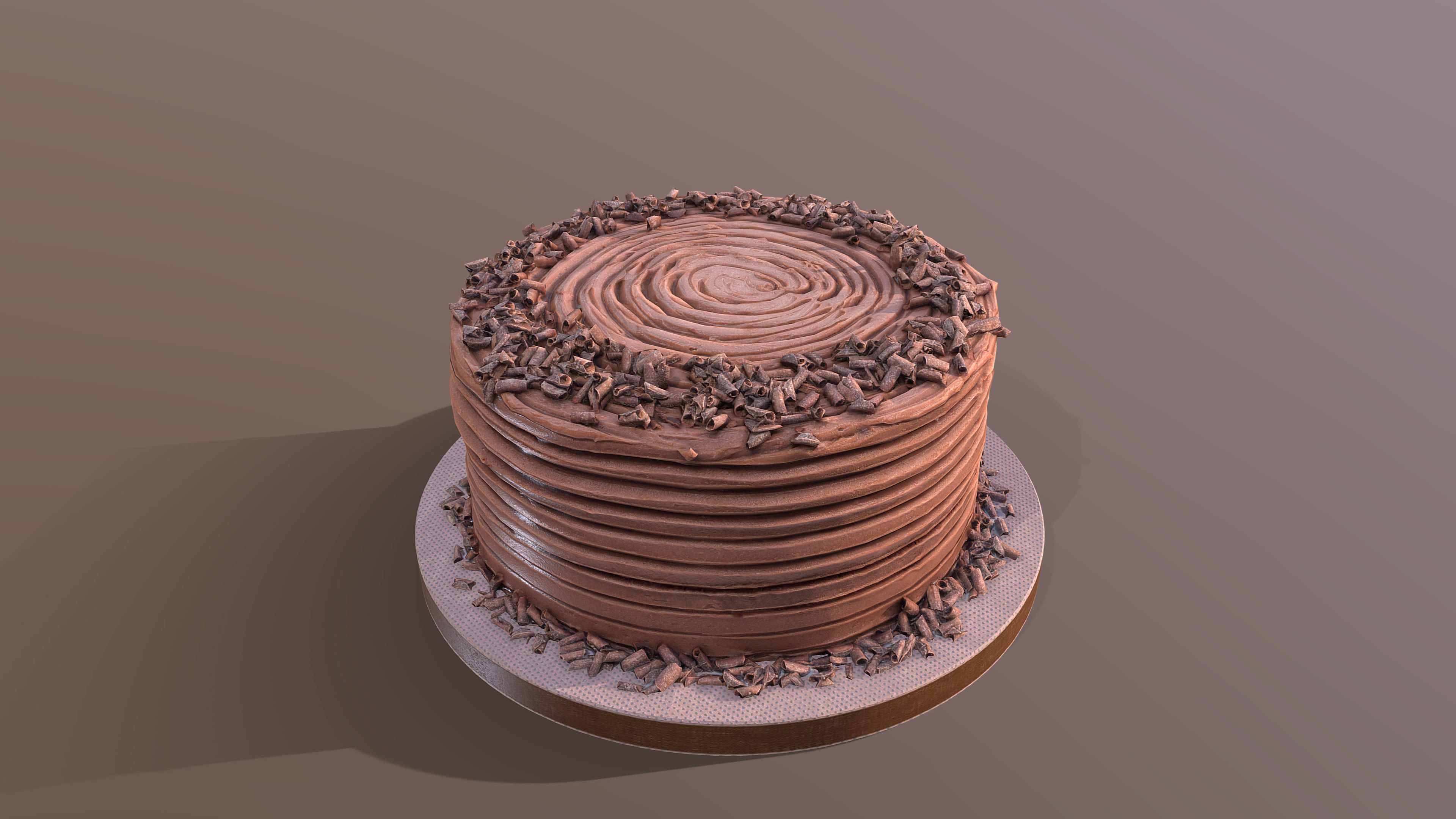 Chocolate Shaved Buttercream Cake Low-poly 3D model_1