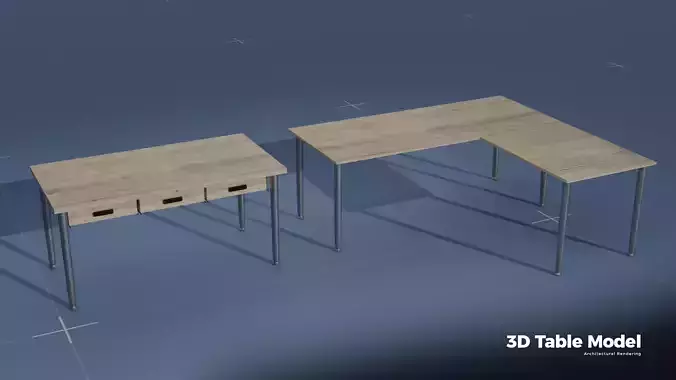 3D Table Model Drawer Rig Included 3D model