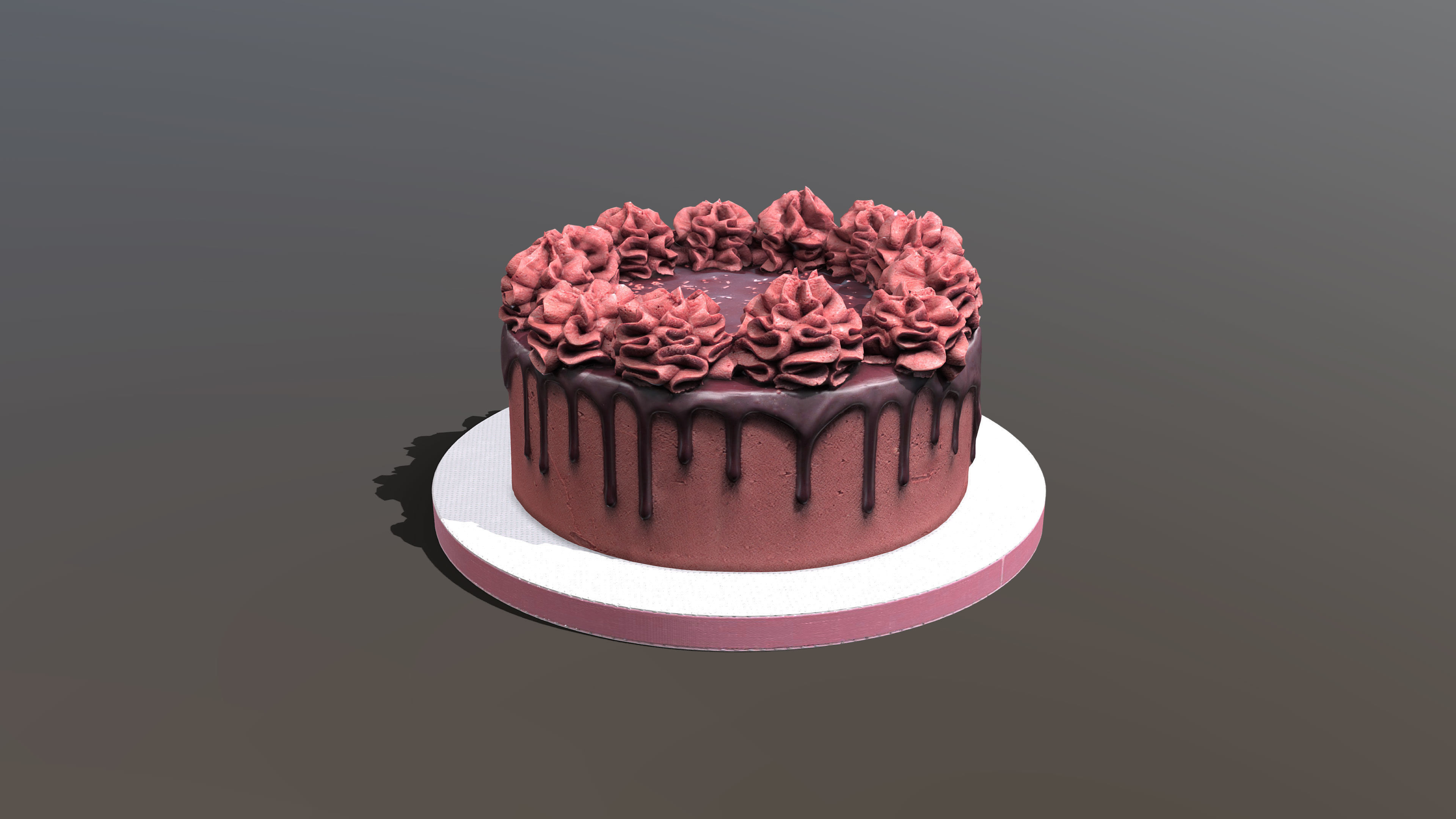 Red Velvet Gateau Low-poly 3D model_1