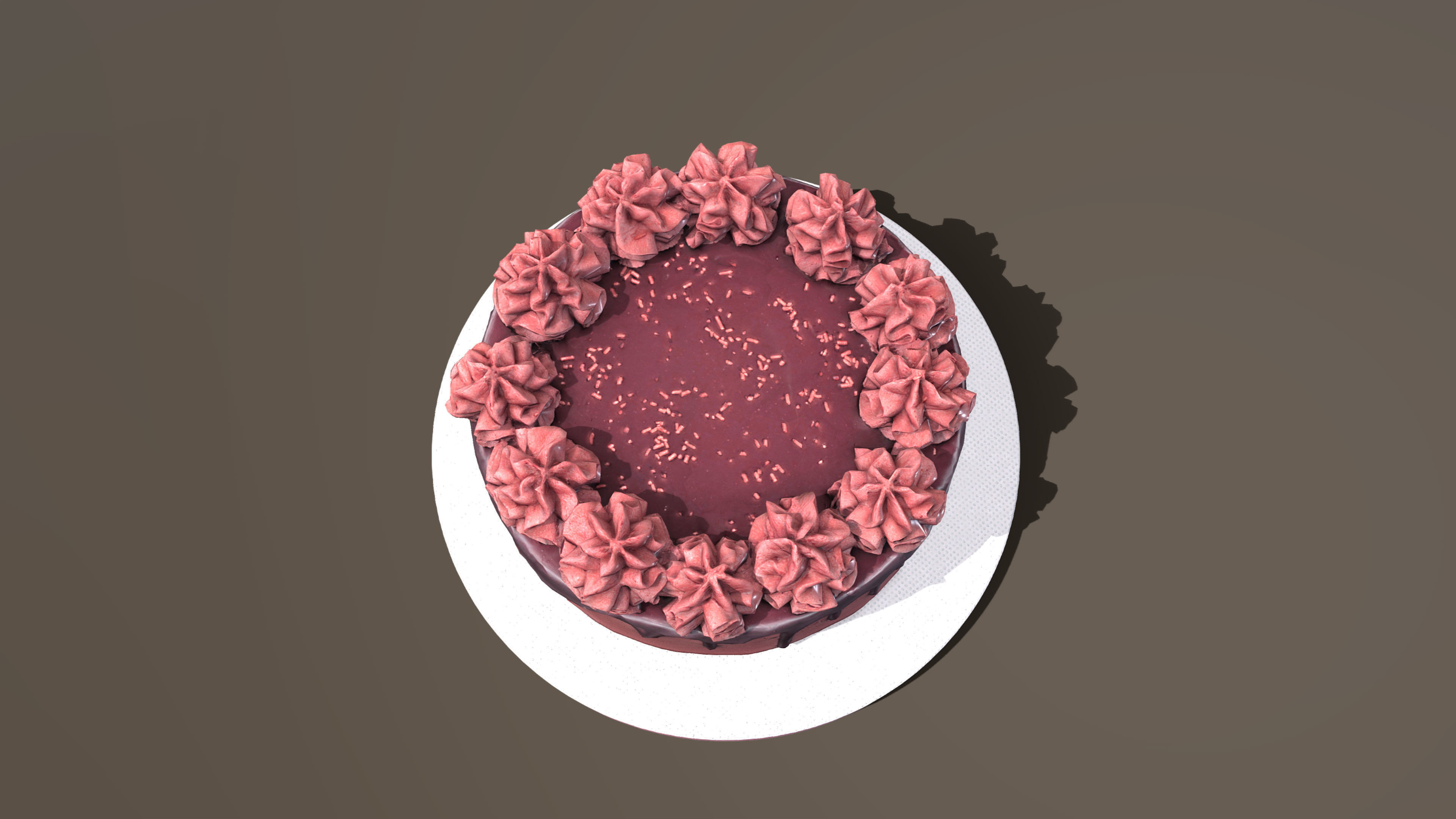 Red Velvet Gateau Low-poly 3D model_4