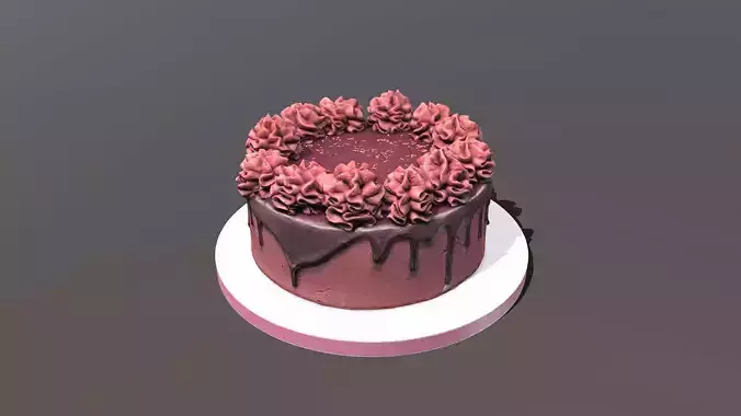 Red Velvet Gateau Low-poly 3D model