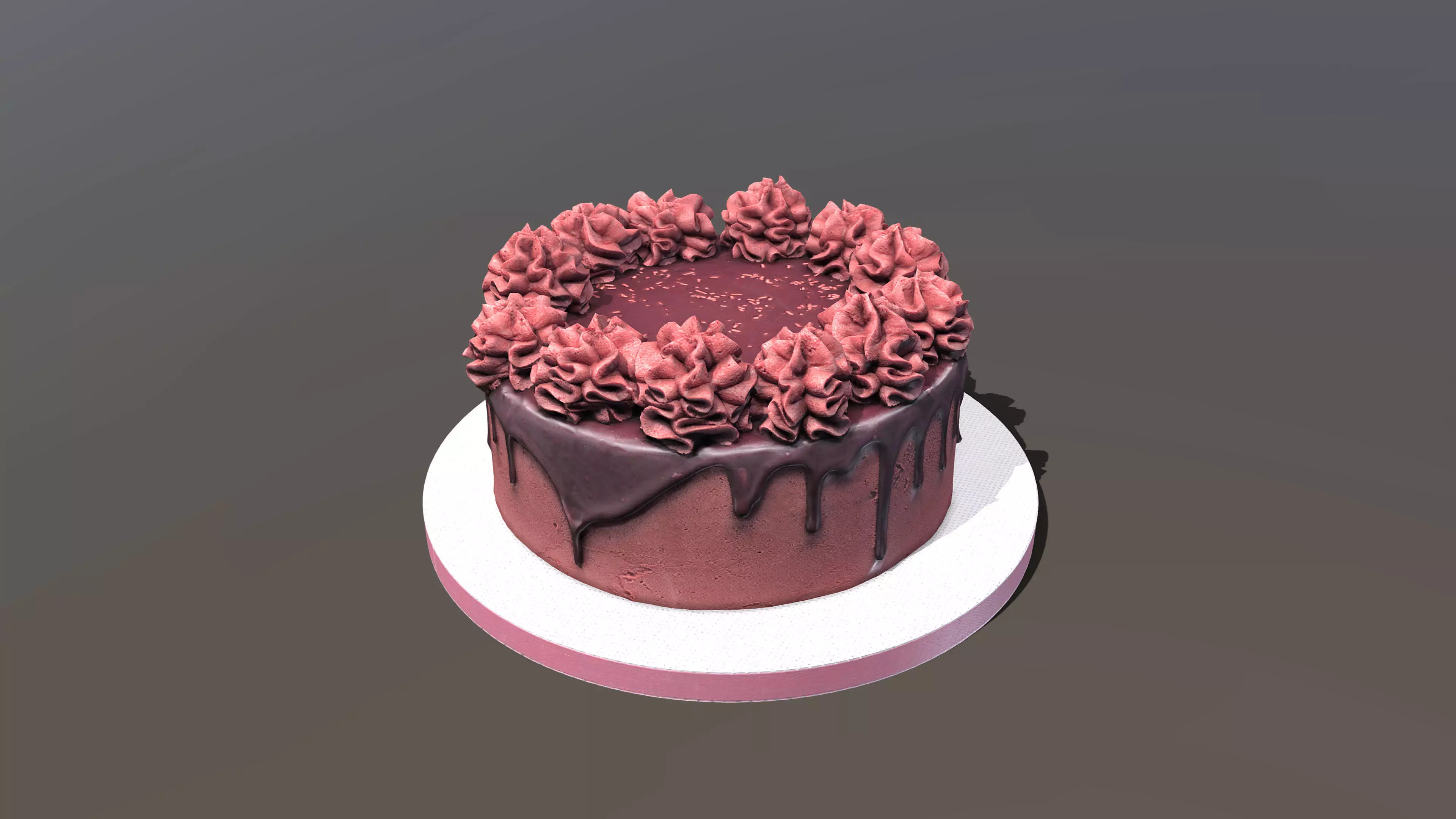 Red Velvet Gateau Low-poly 3D model_0