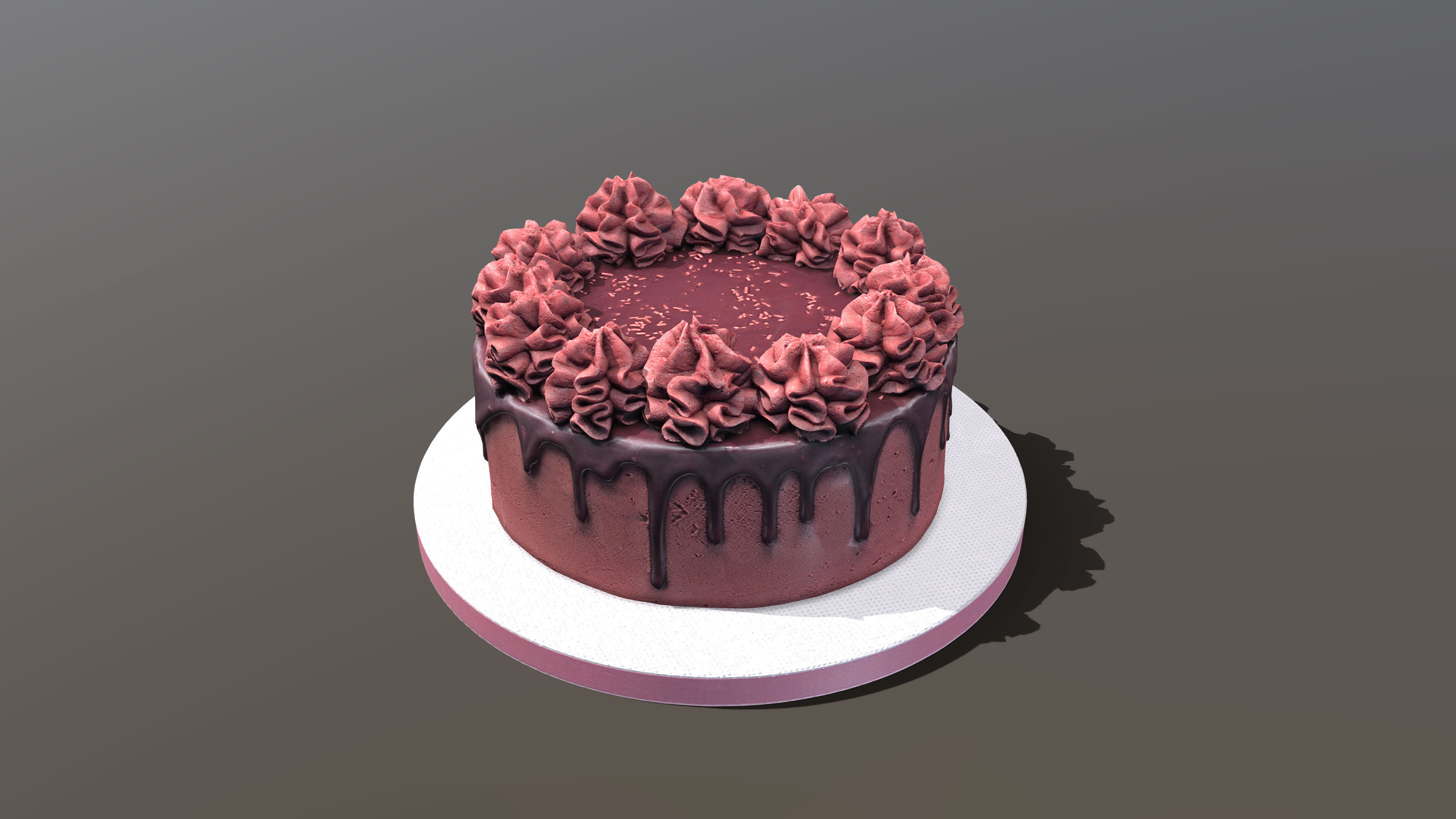 Red Velvet Gateau Low-poly 3D model_3