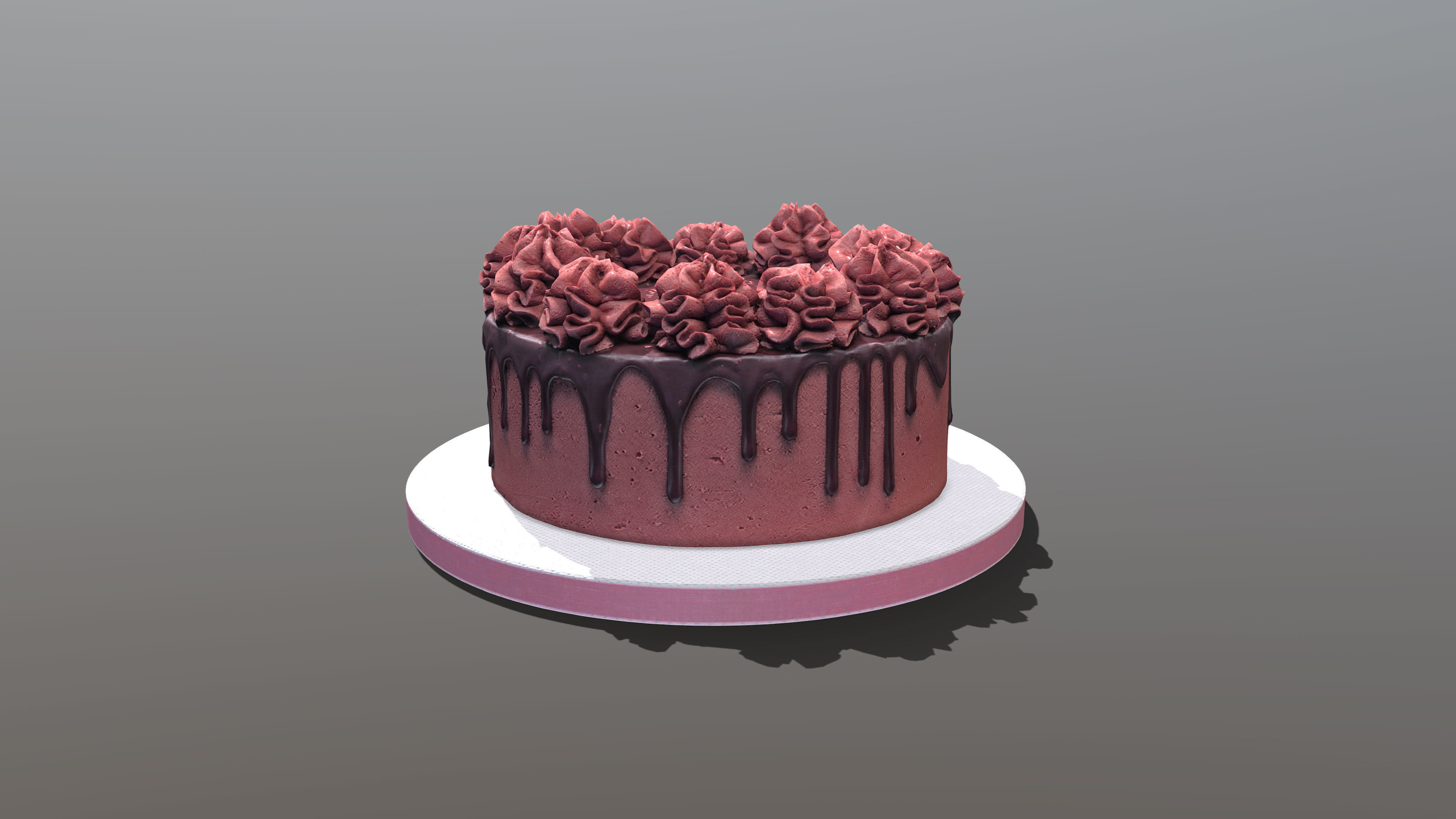 Red Velvet Gateau Low-poly 3D model_2