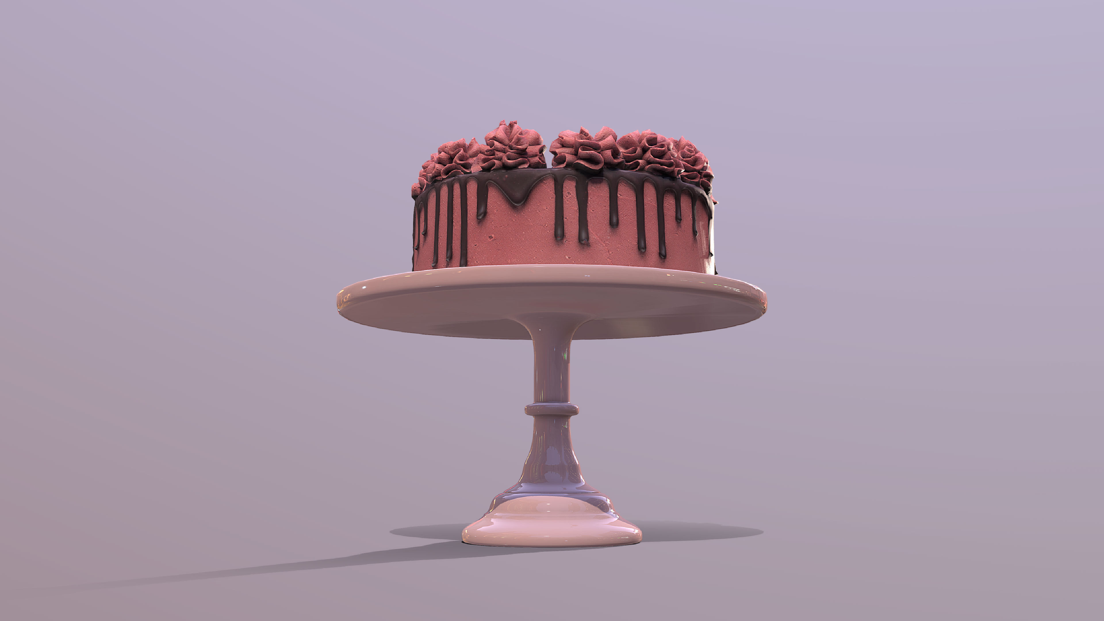 Sliced Red Velvet Gateau Low-poly 3D model_3